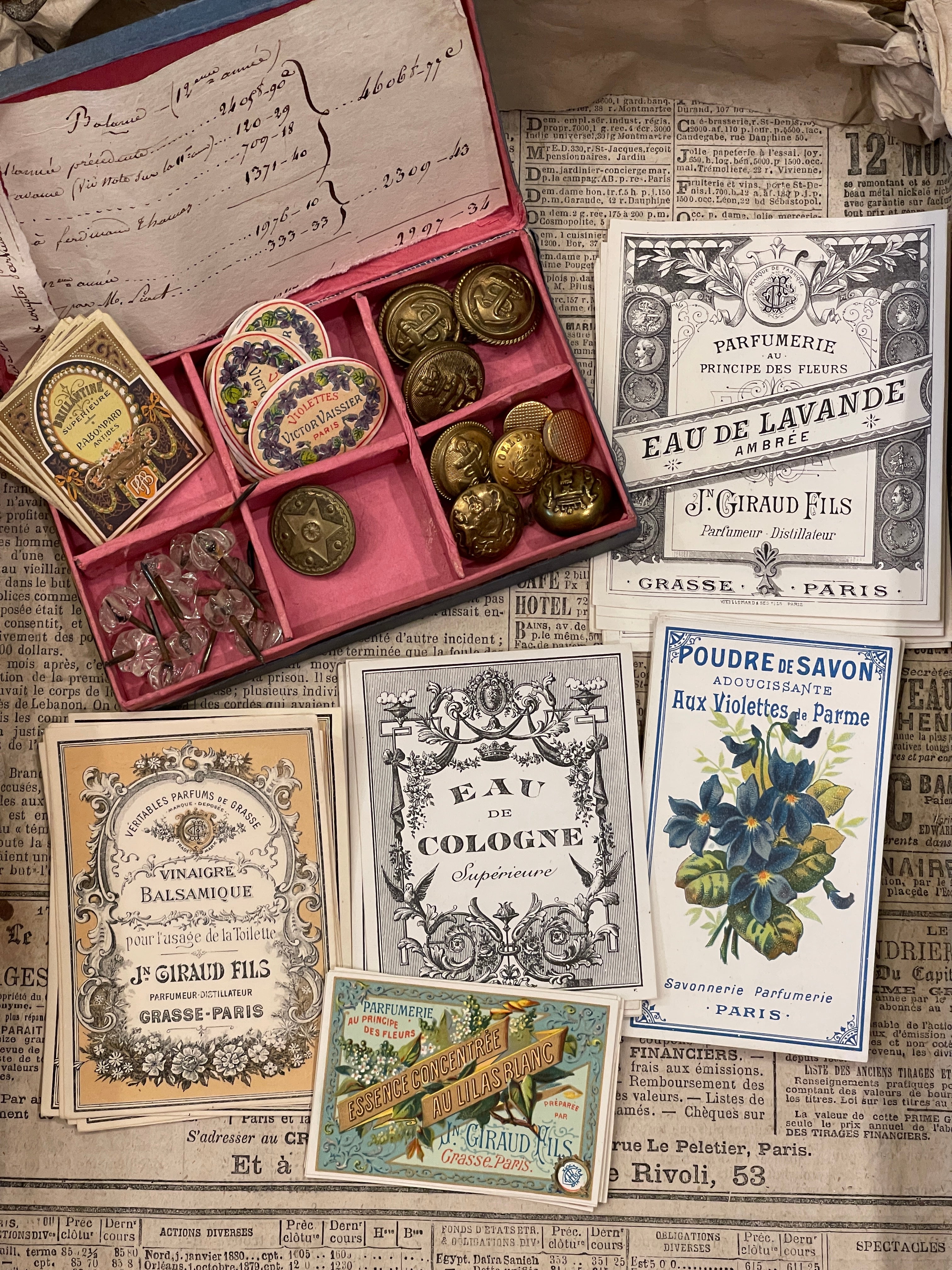 Antique Original French Perfume Labels - B