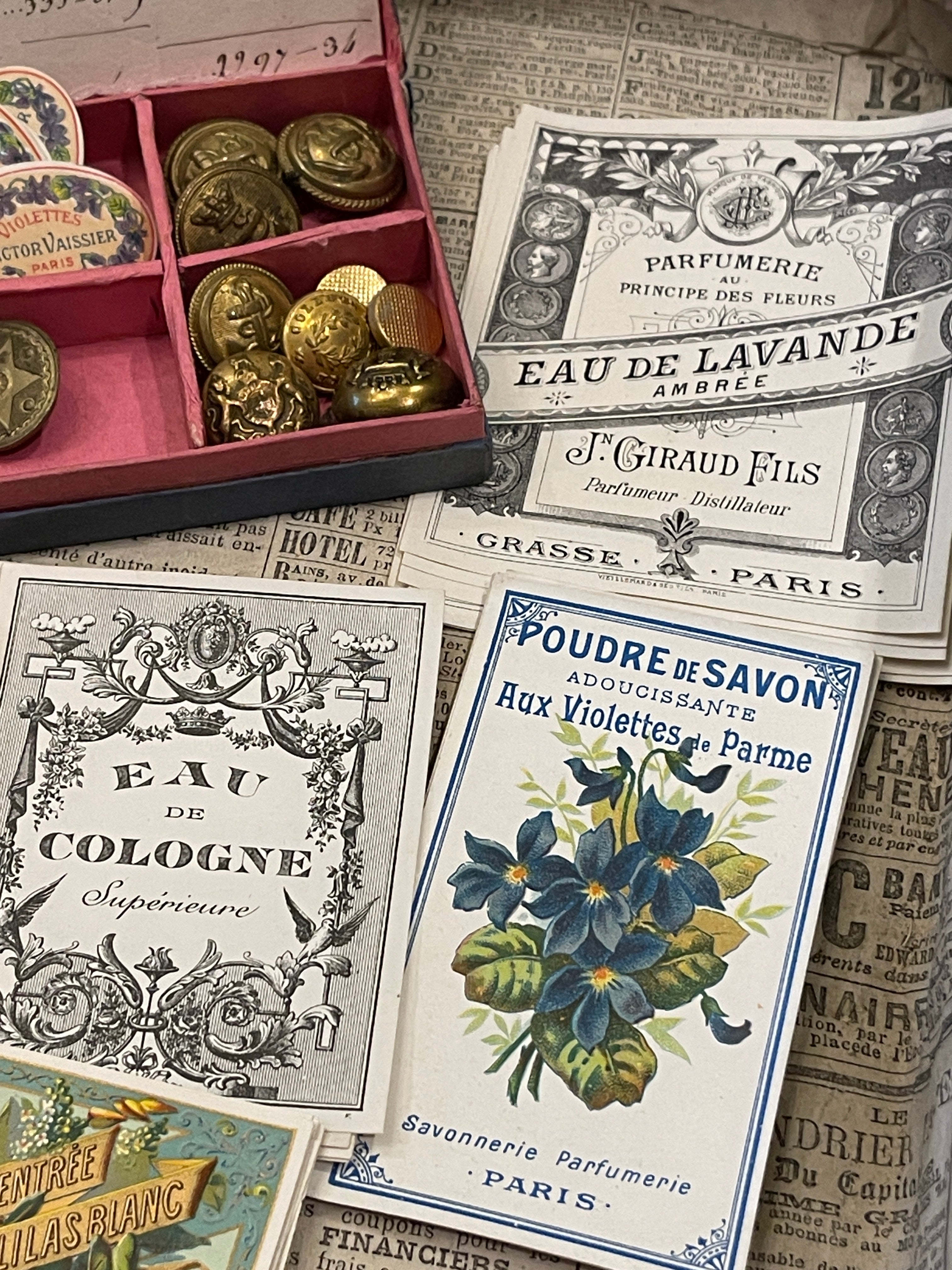 Antique Original French Perfume Labels - B