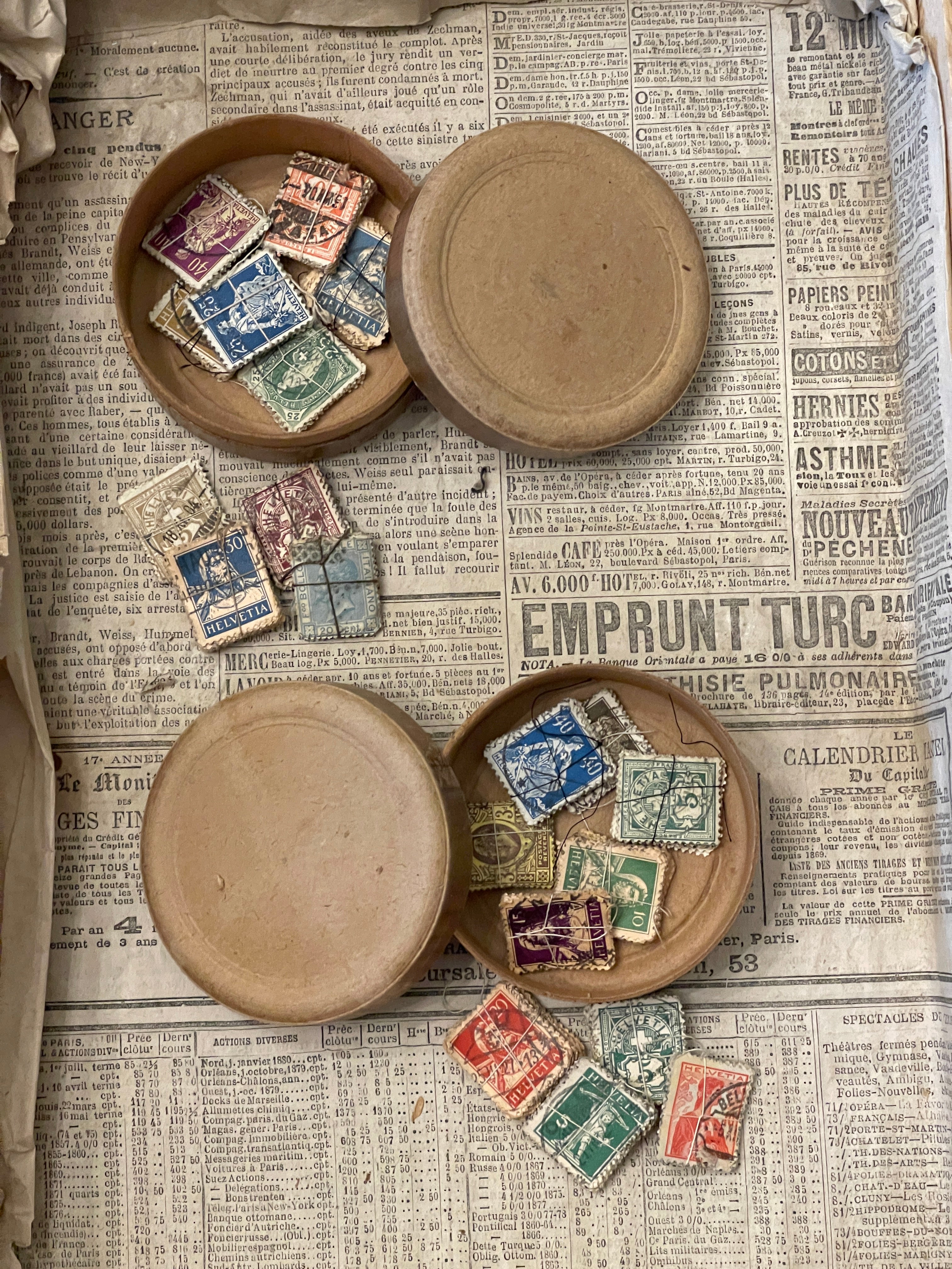 French Apothecary boxes with stamps.
