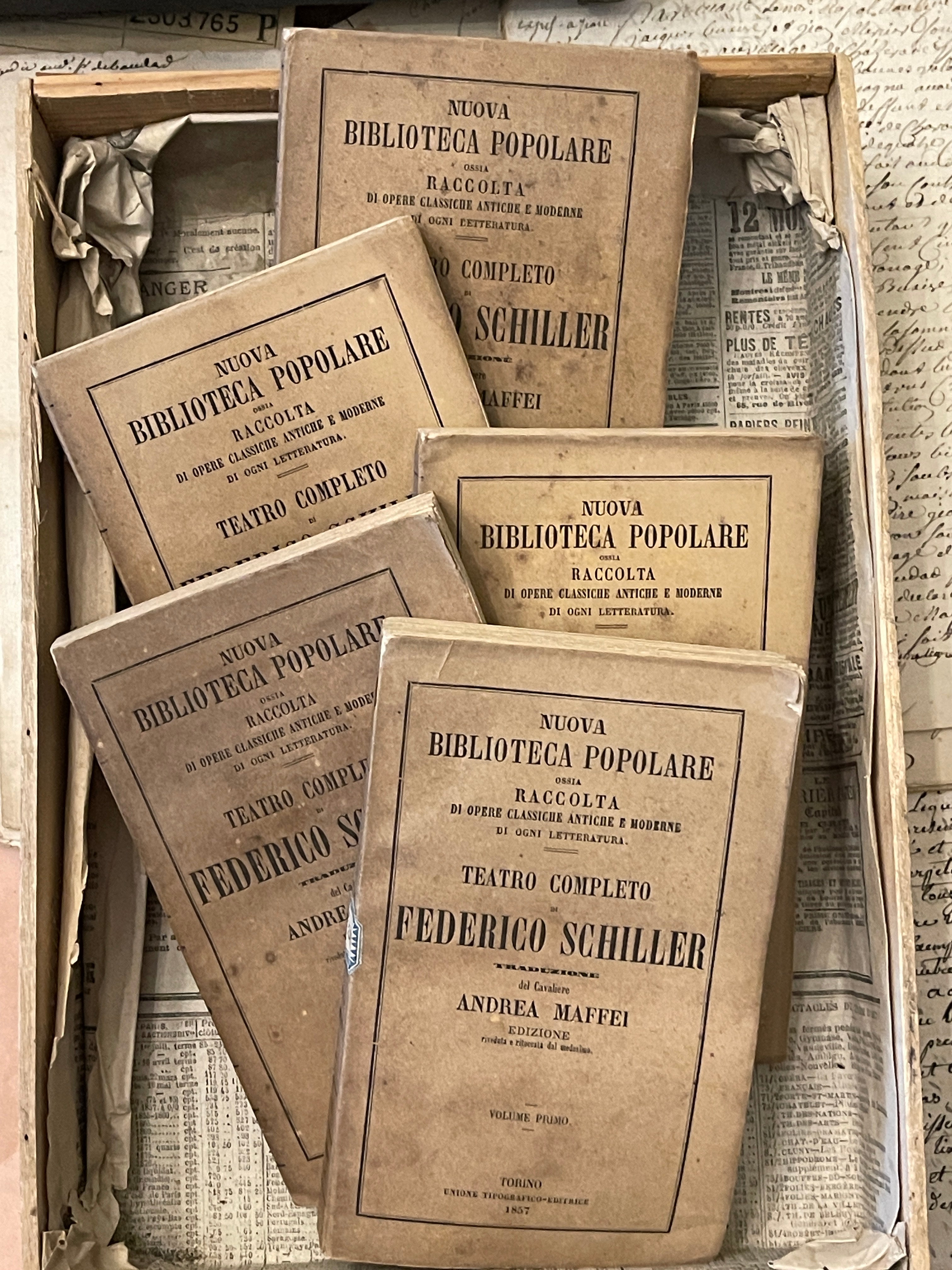 Antique Italian 1858 Biblioteca Popolare Books