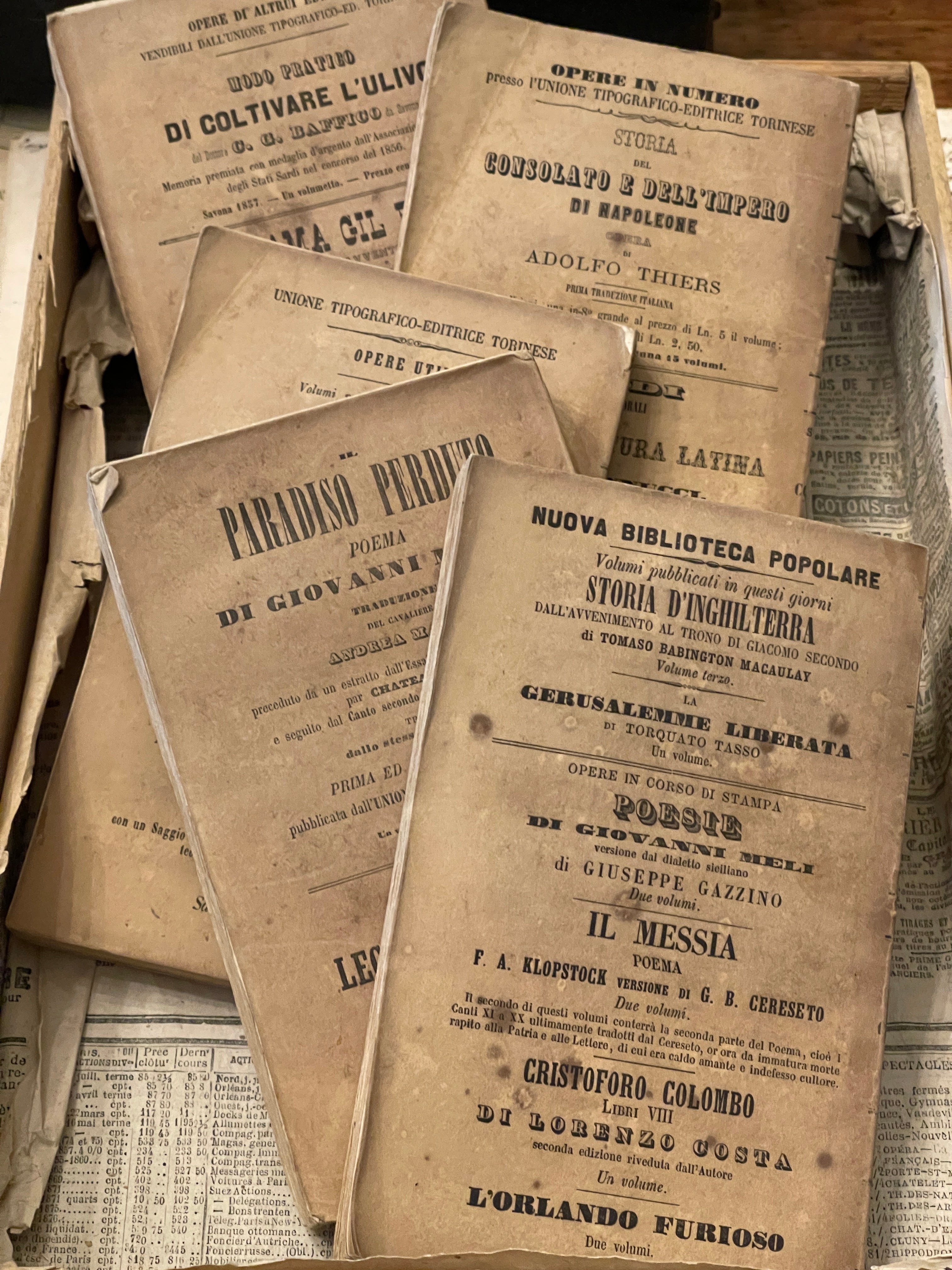 Antique Italian 1858 Biblioteca Popolare Books