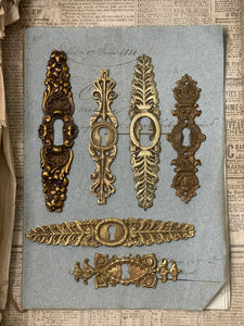 19th Century French Escutcheon Keyhole Covers - X