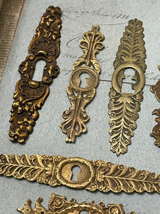 19th Century French Escutcheon Keyhole Covers - X