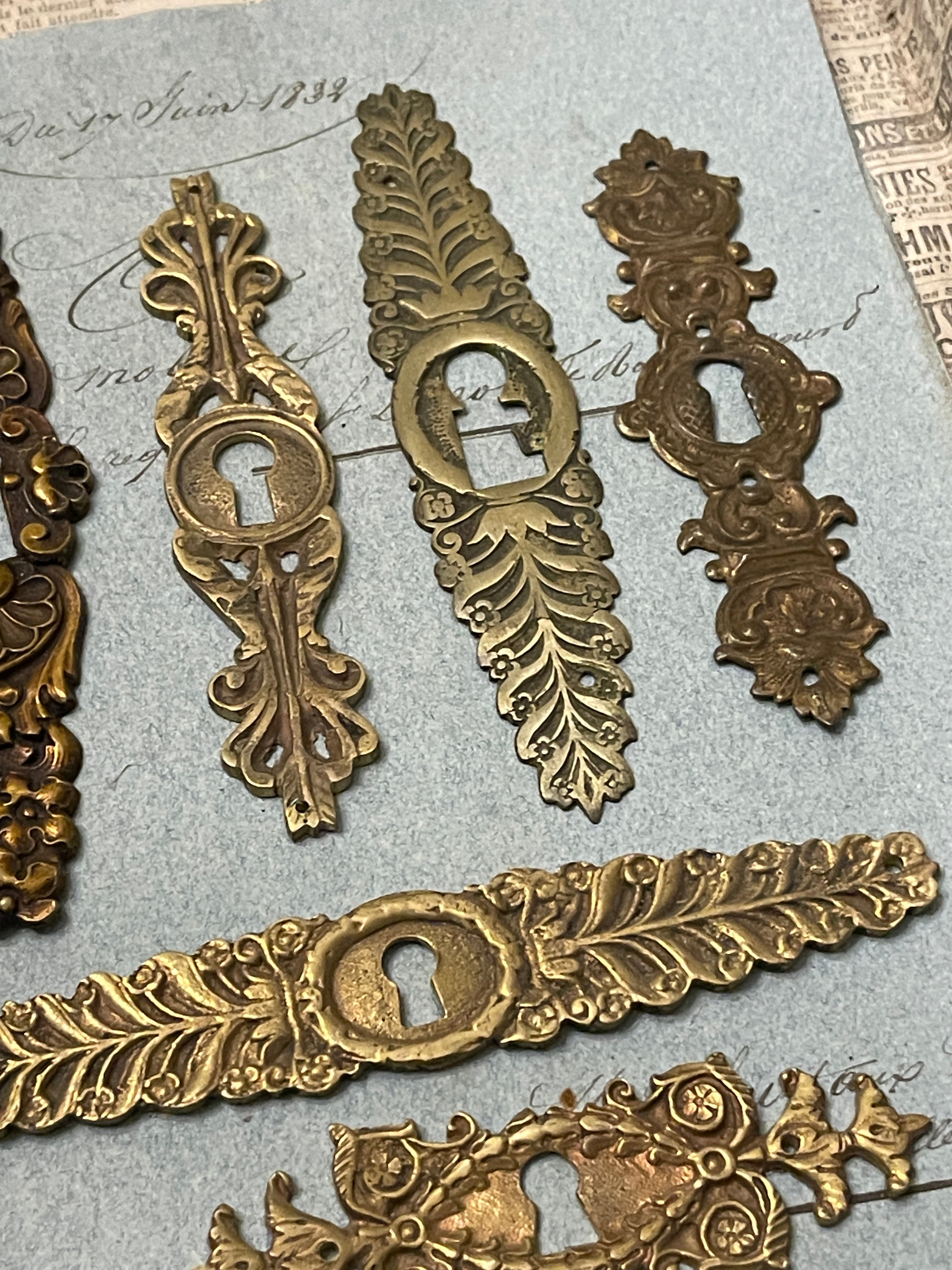 19th Century French Escutcheon Keyhole Covers - X