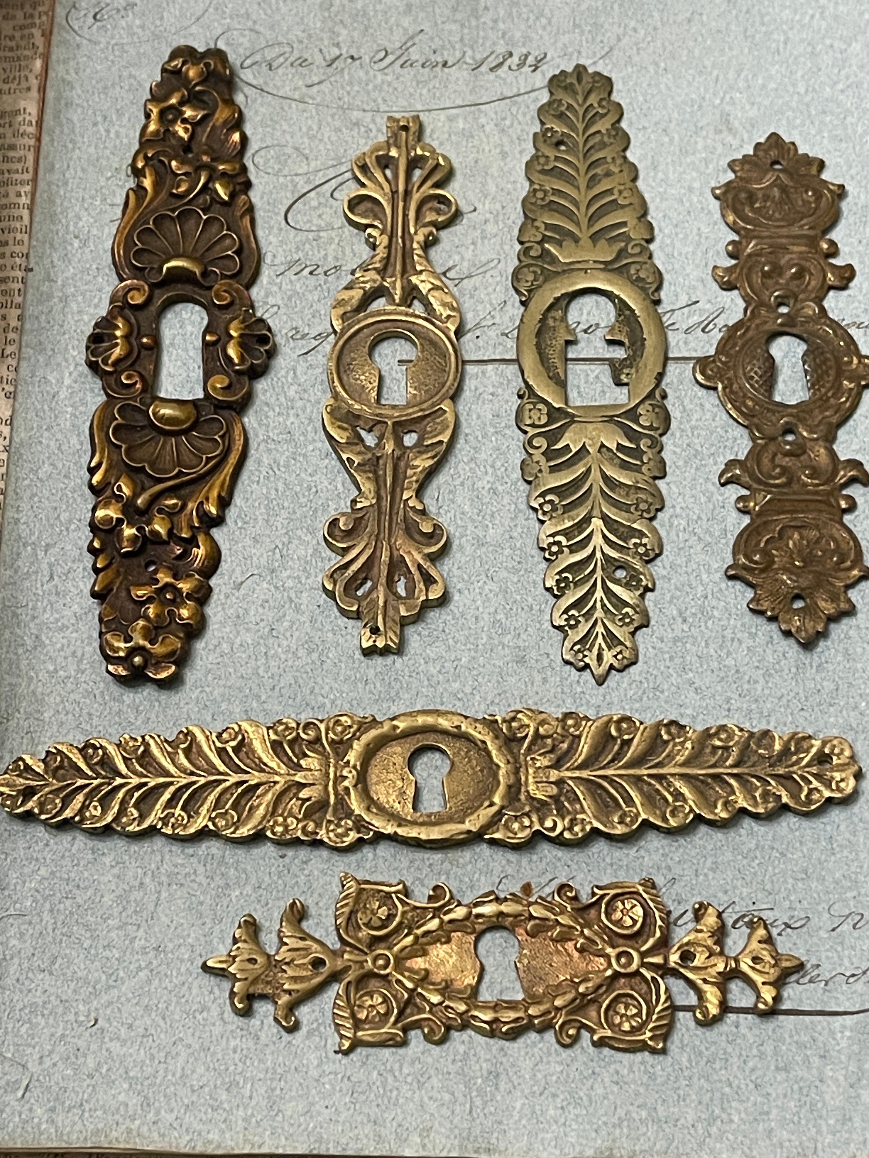 19th Century French Escutcheon Keyhole Covers - X