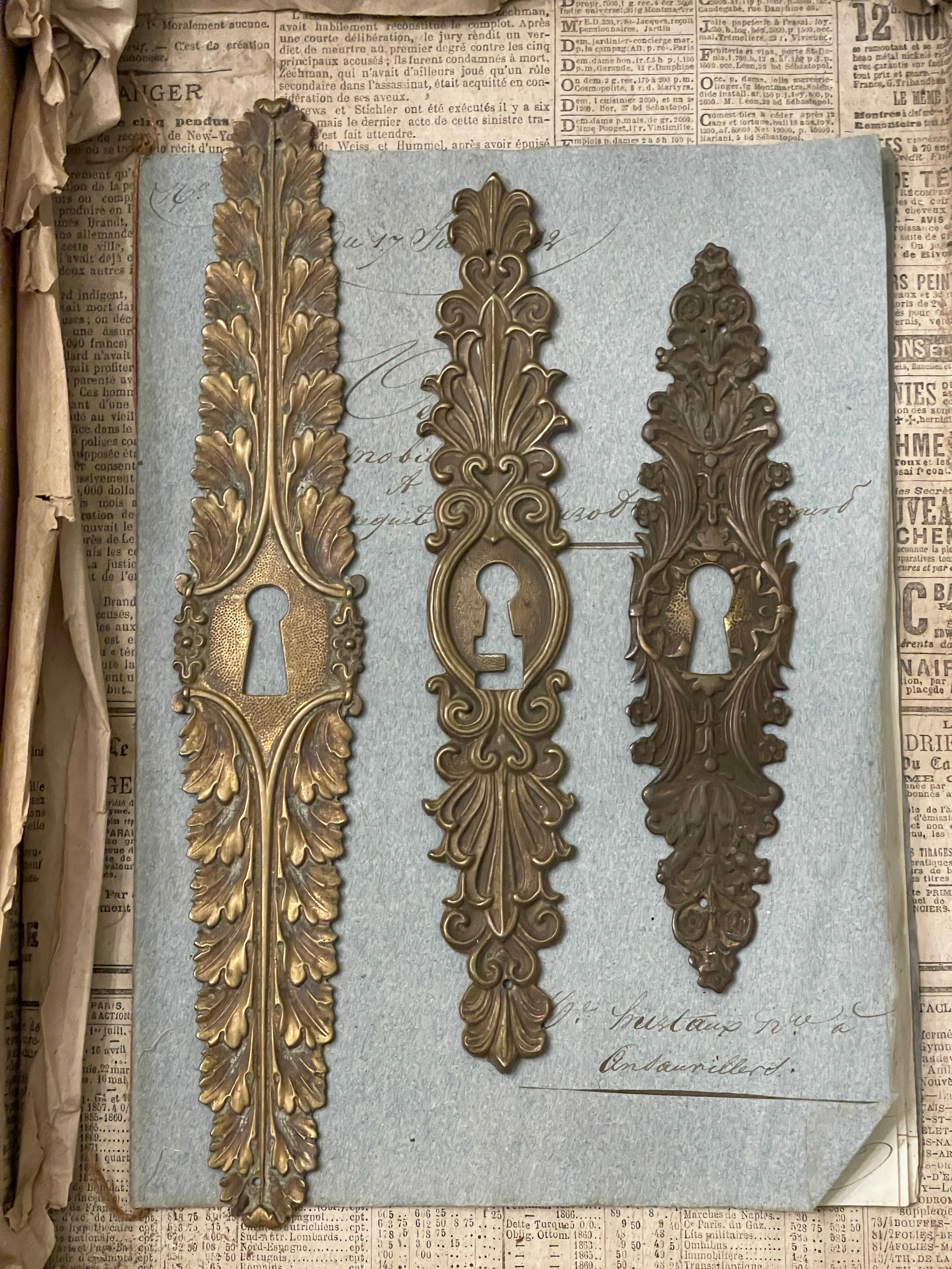 19th Century French Escutcheon Keyhole Covers - Y