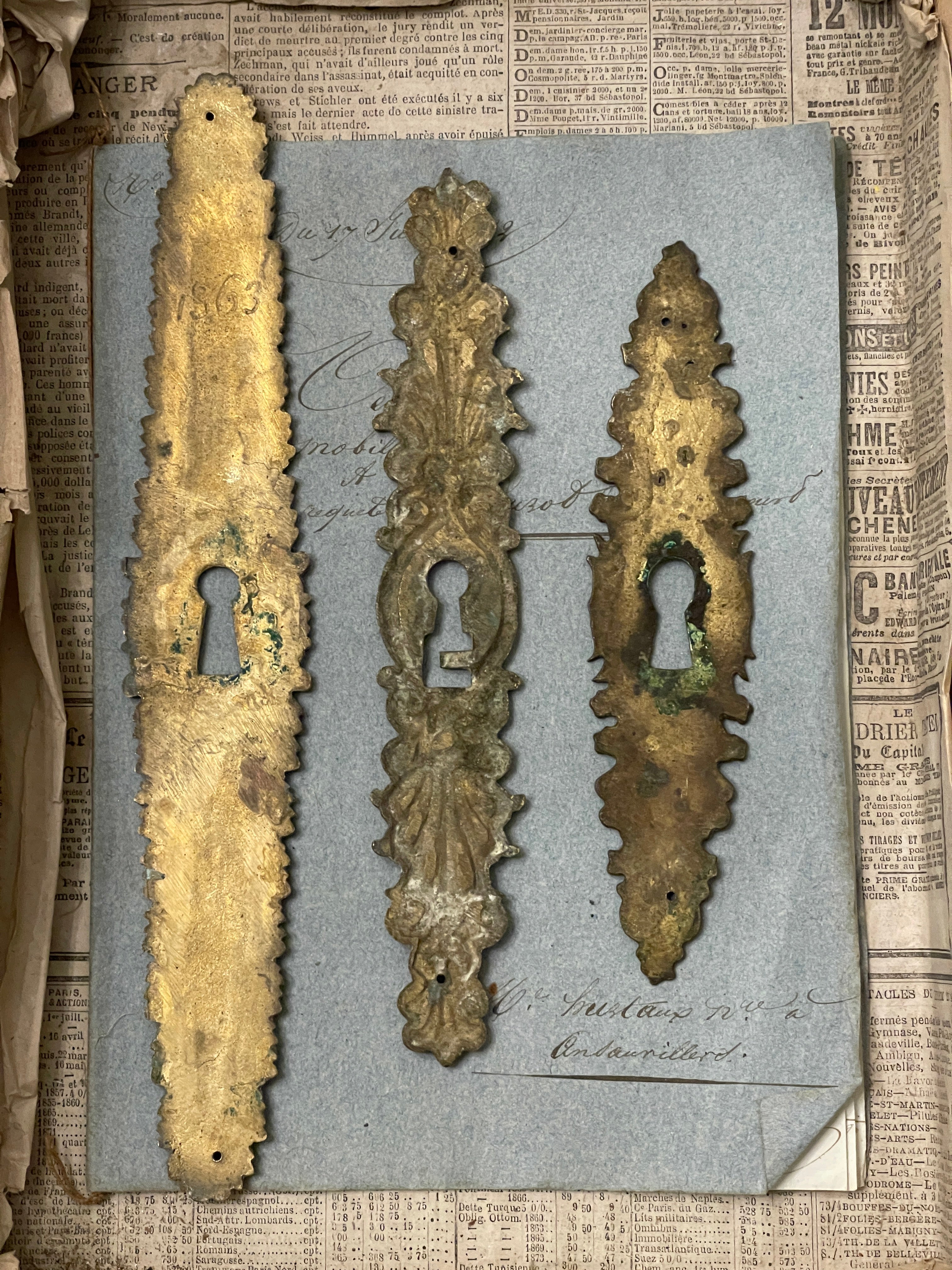 19th Century French Escutcheon Keyhole Covers - Y