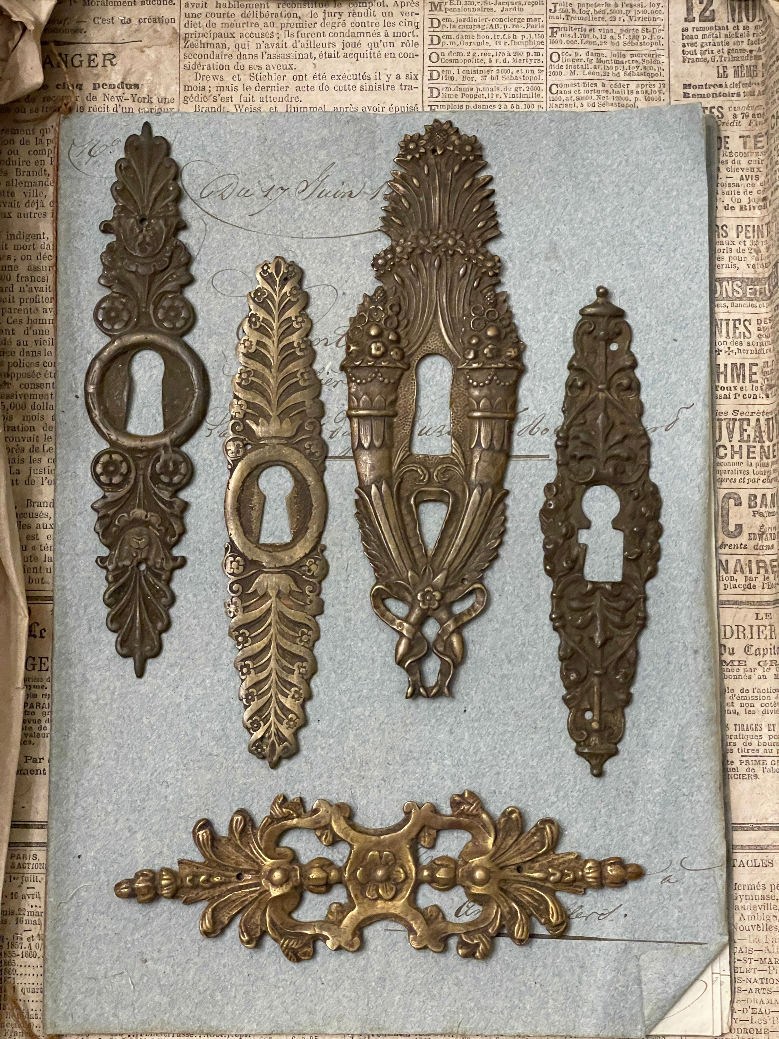 19th Century French Escutcheon Keyhole Covers - S