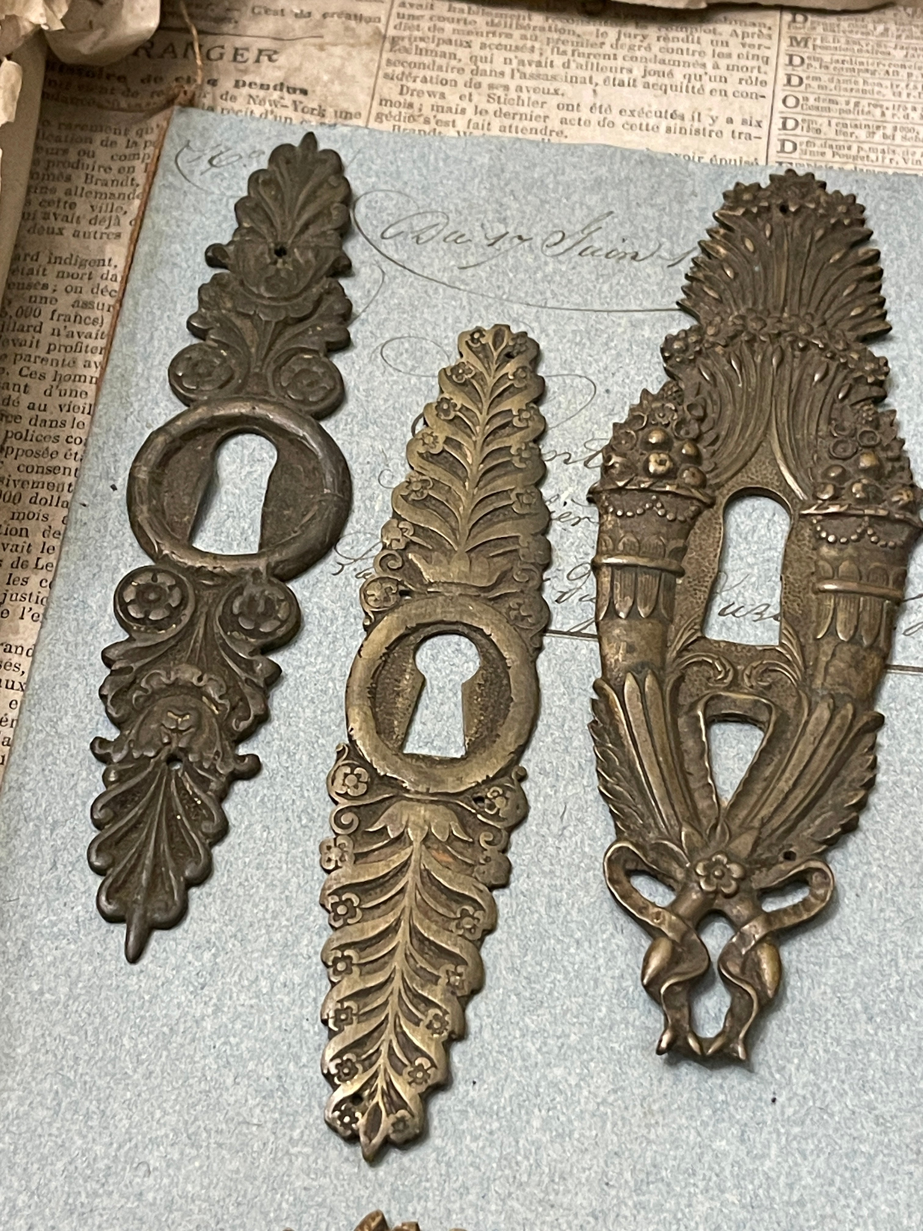 19th Century French Escutcheon Keyhole Covers - S