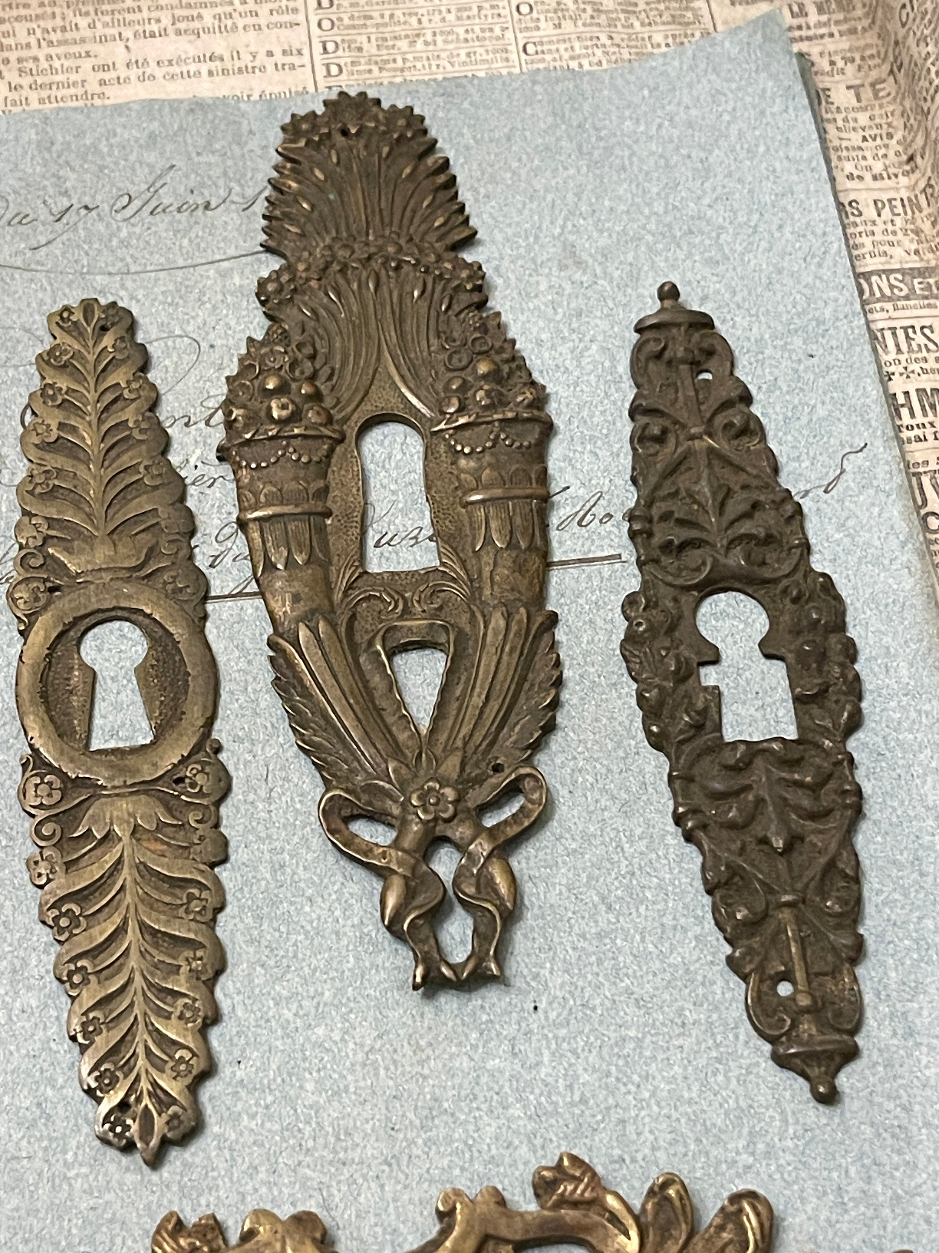 19th Century French Escutcheon Keyhole Covers - S