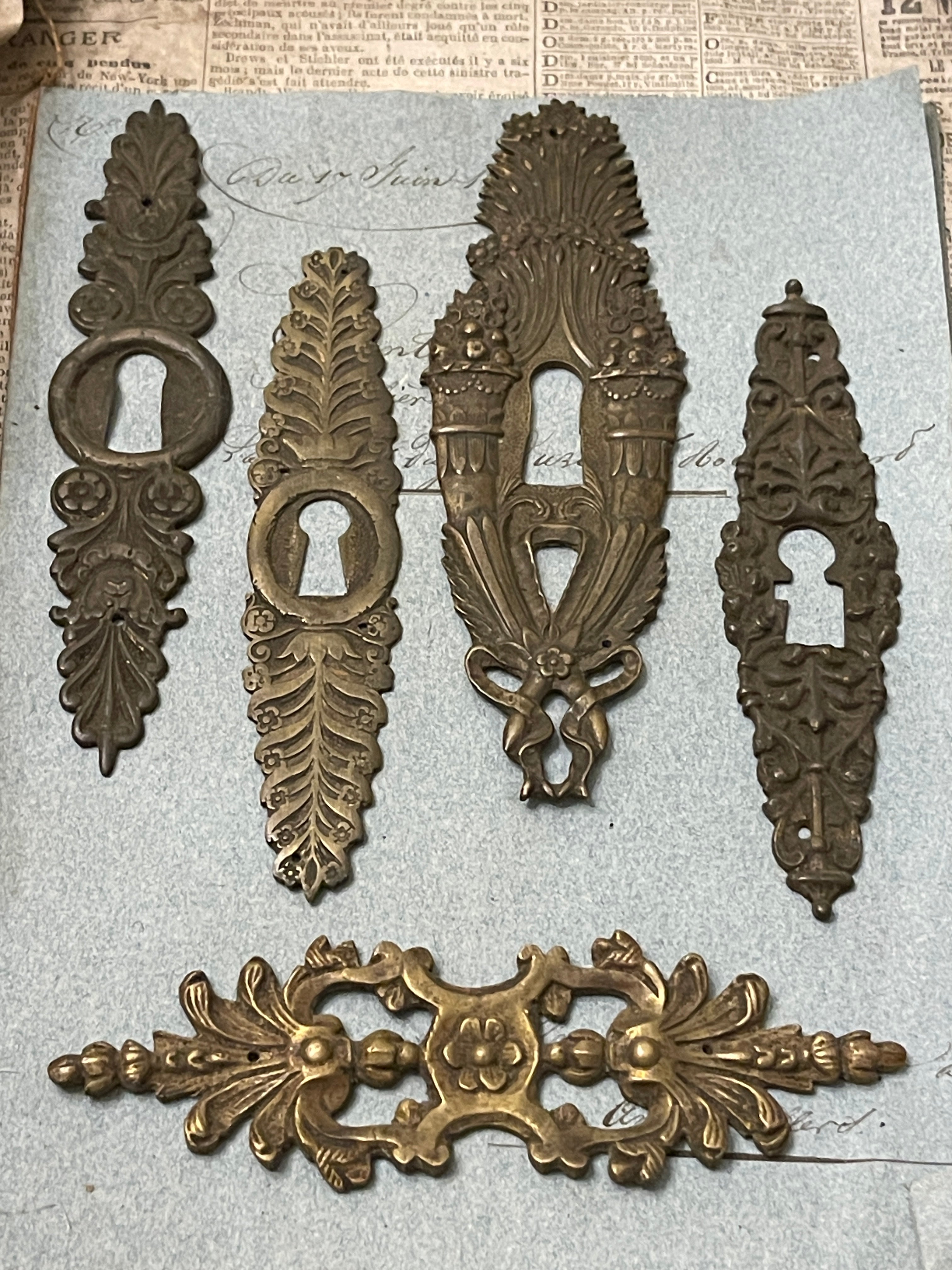 19th Century French Escutcheon Keyhole Covers - S