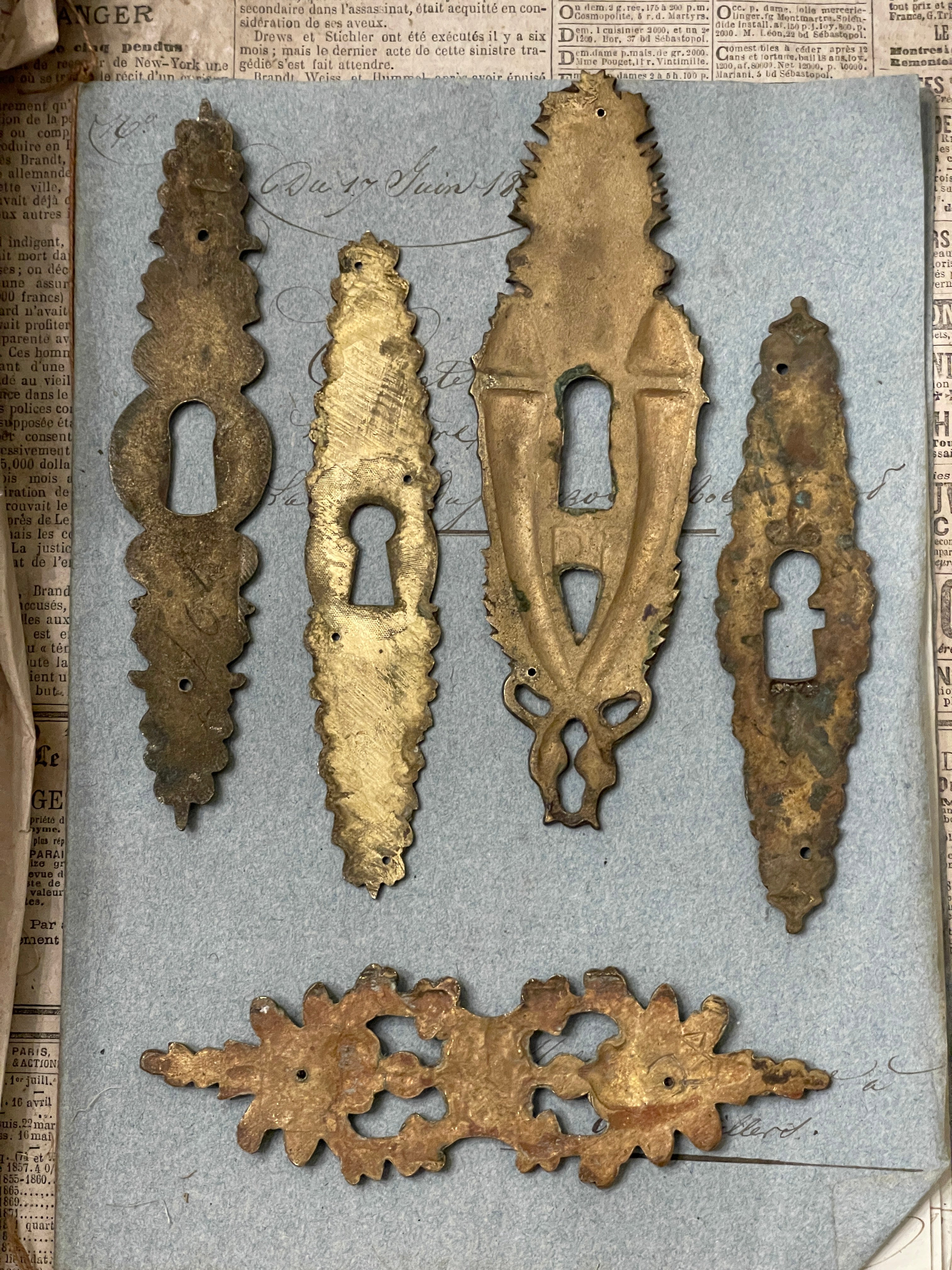 19th Century French Escutcheon Keyhole Covers - S