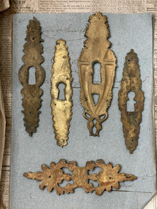 19th Century French Escutcheon Keyhole Covers - S