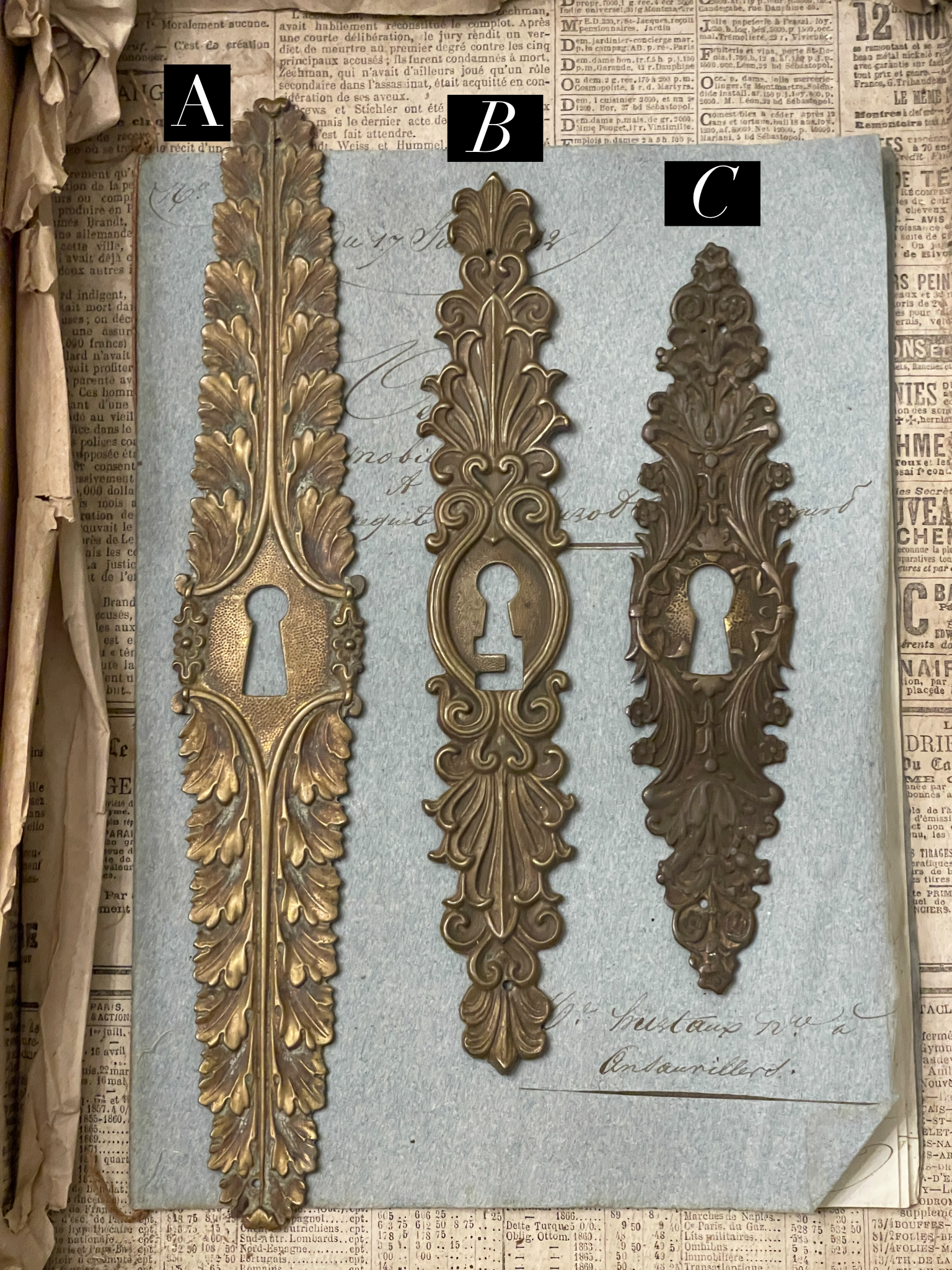 19th Century French Escutcheon Keyhole Covers - Y