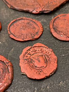 Large French 1700's Wax Seal Collection - Red