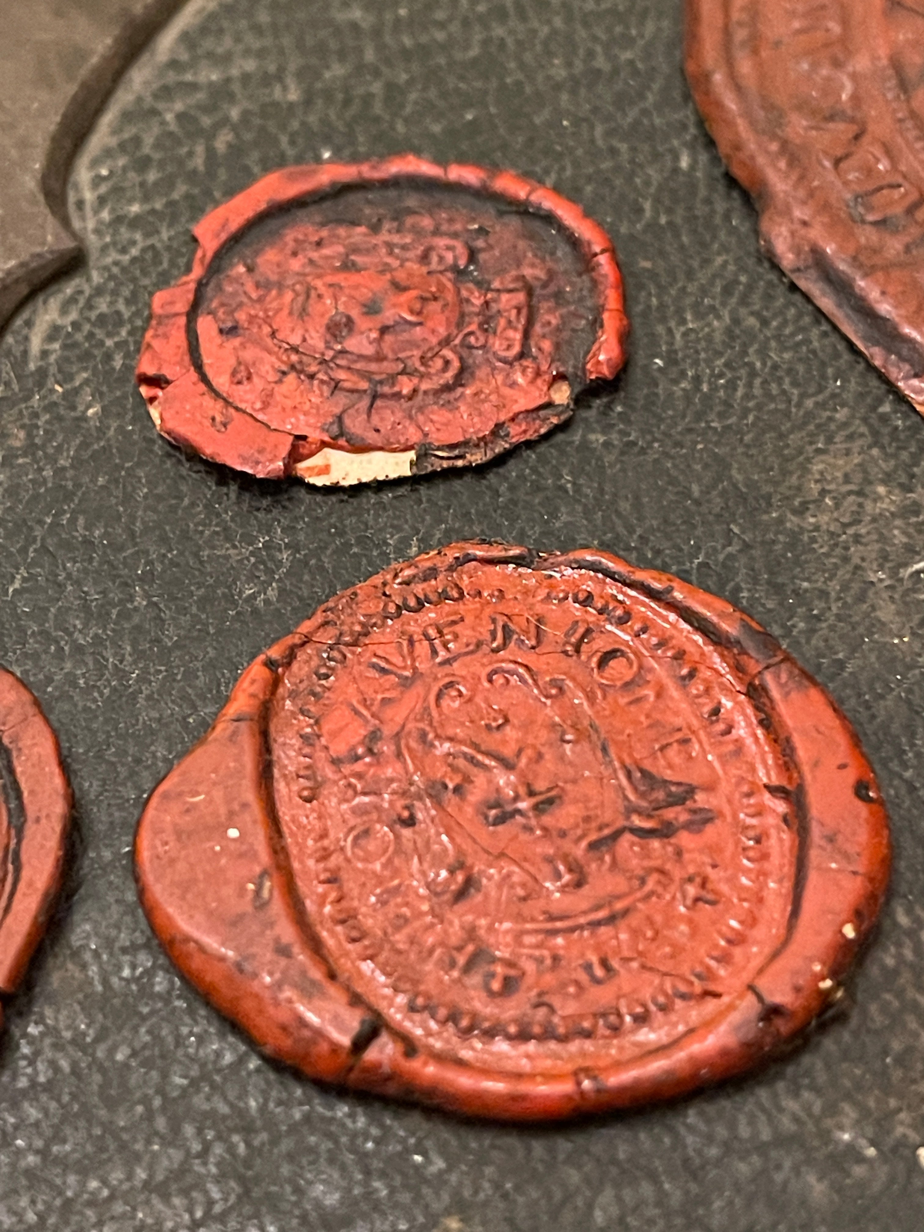 Large French 1700's Wax Seal Collection - Red