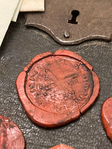 Large French 1700's Wax Seal Collection - Red