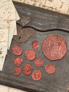 Large French 1700's Wax Seal Collection - Red