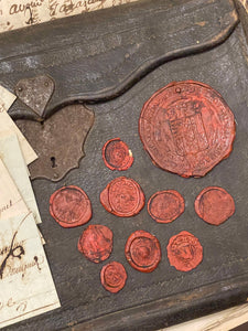 Large French 1700's Wax Seal Collection - Red