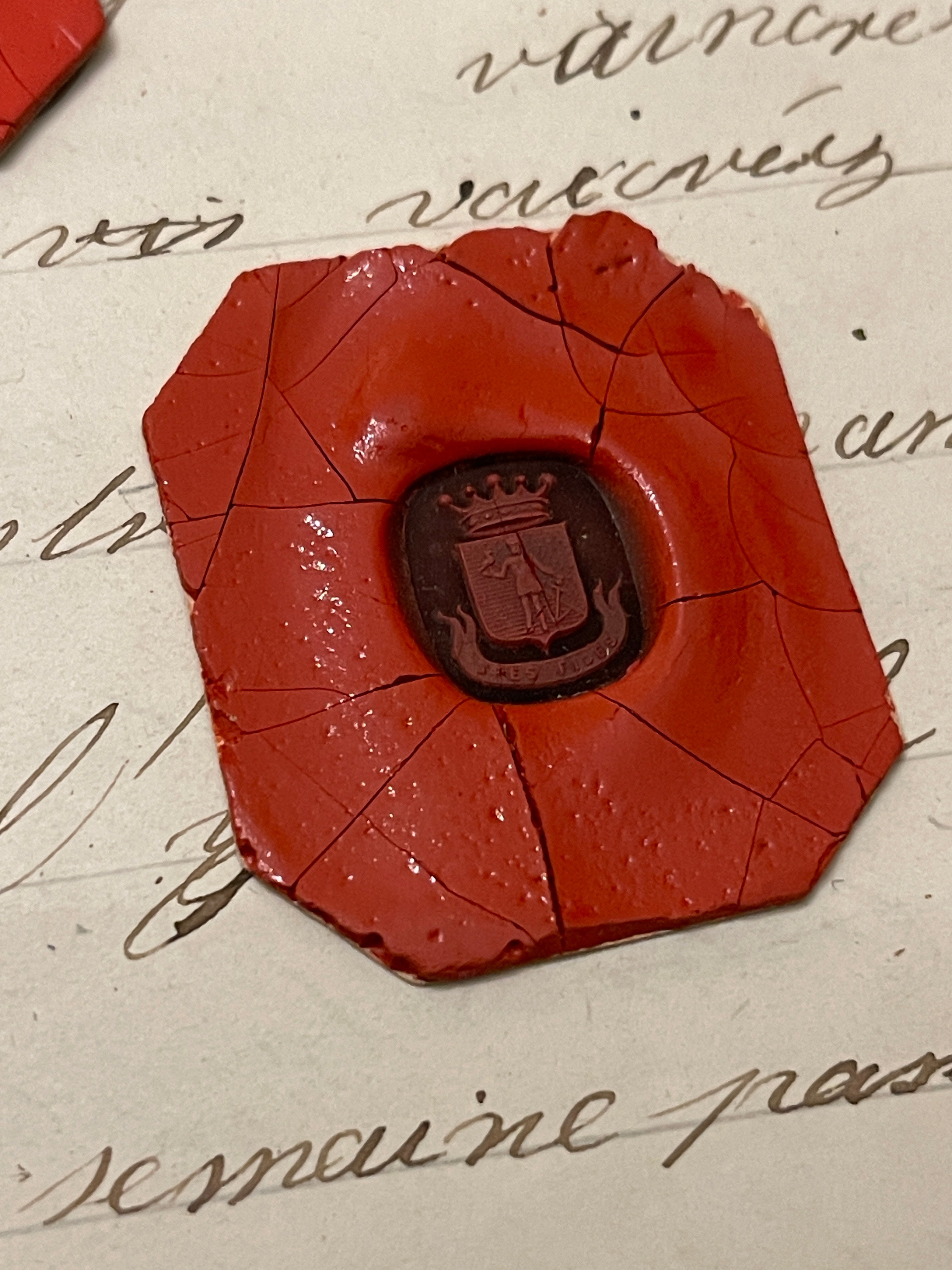 Lovely, Rare French Red Wax Seal Impressions - C