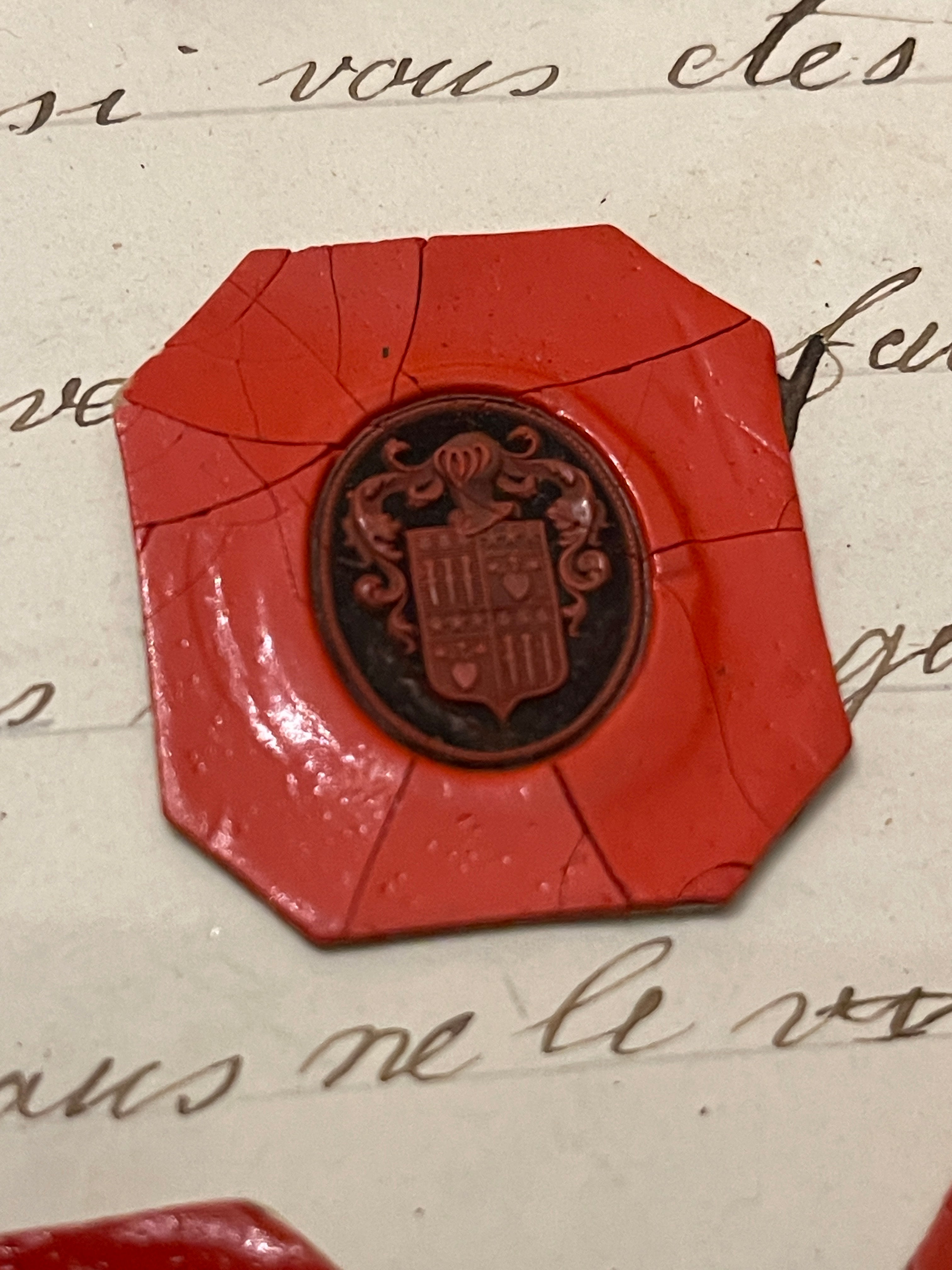 Lovely, Rare French Red Wax Seal Impressions - C