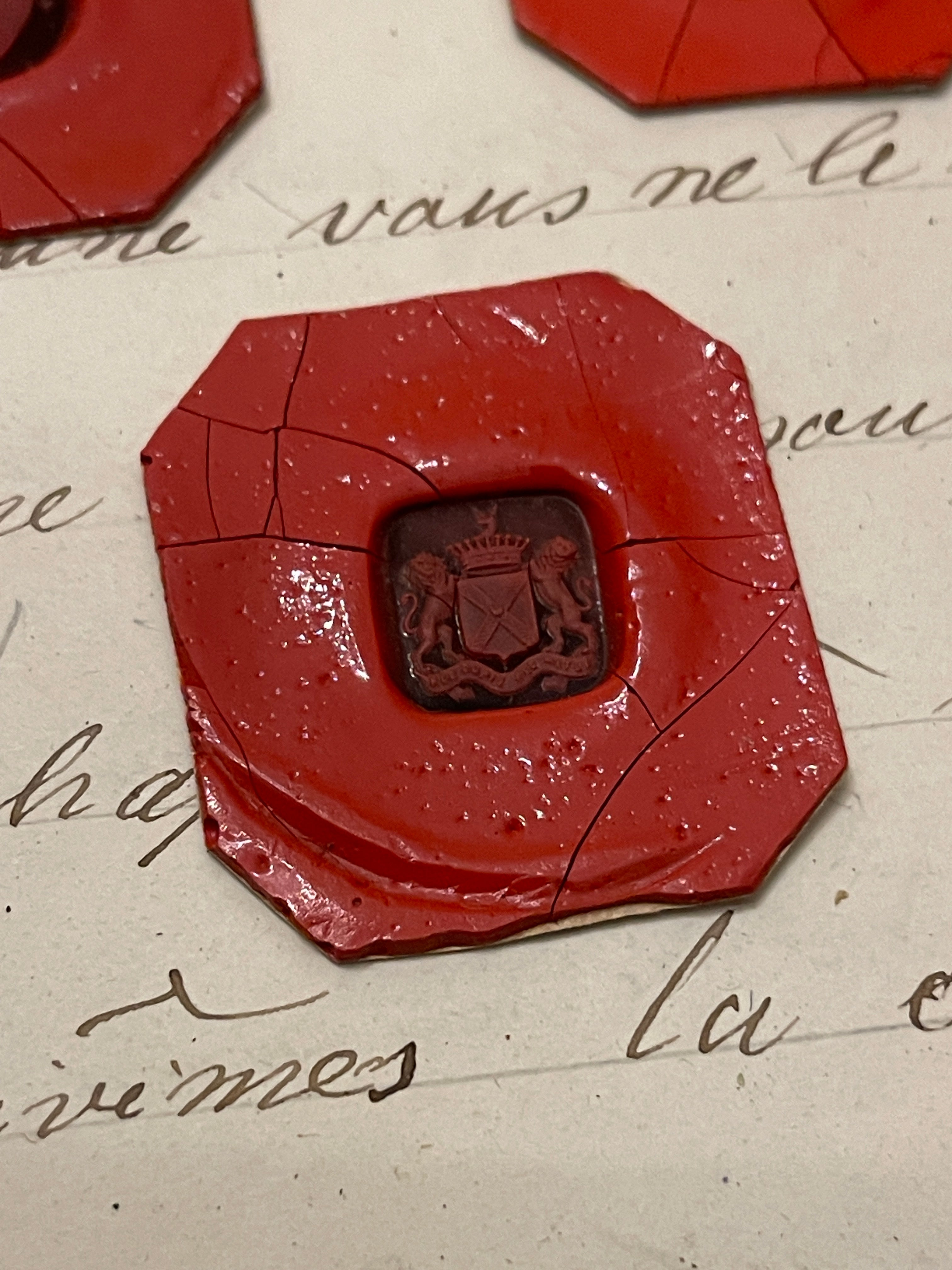 Lovely, Rare French Red Wax Seal Impressions - C