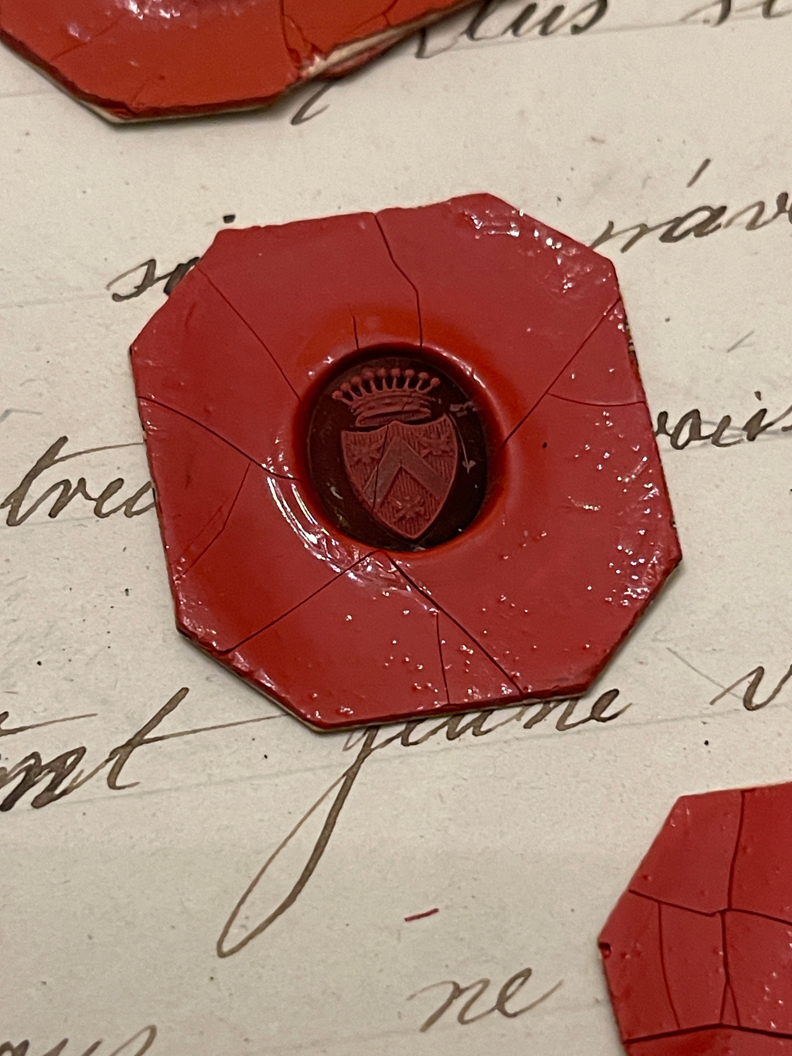 Lovely, Rare French Red Wax Seal Impressions - C