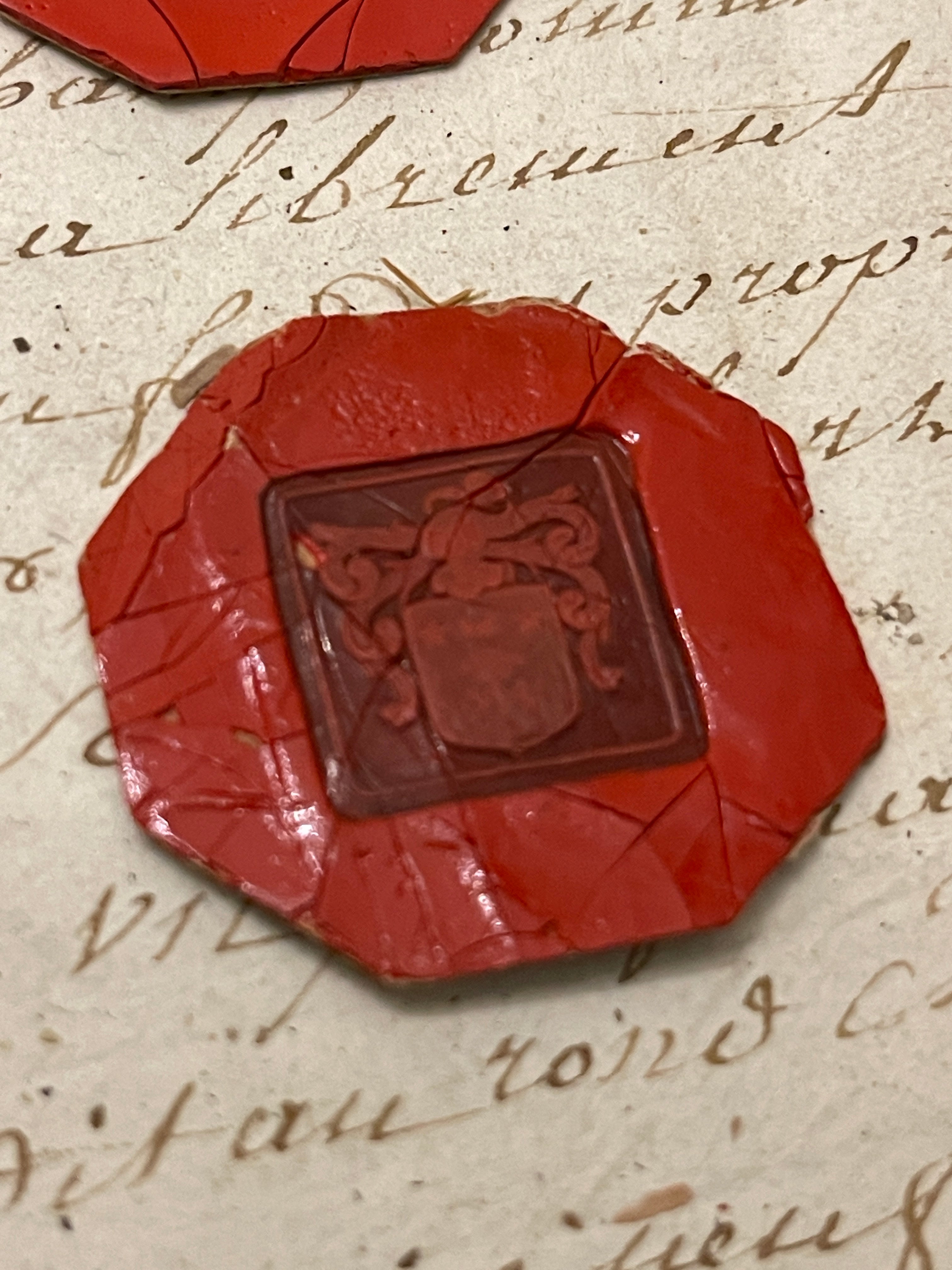Rare French Red Wax Seal Impressions - E