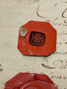 Rare French Red Wax Seal Impressions - F