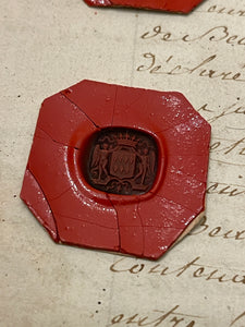 Rare French Red Wax Seal Impressions - F