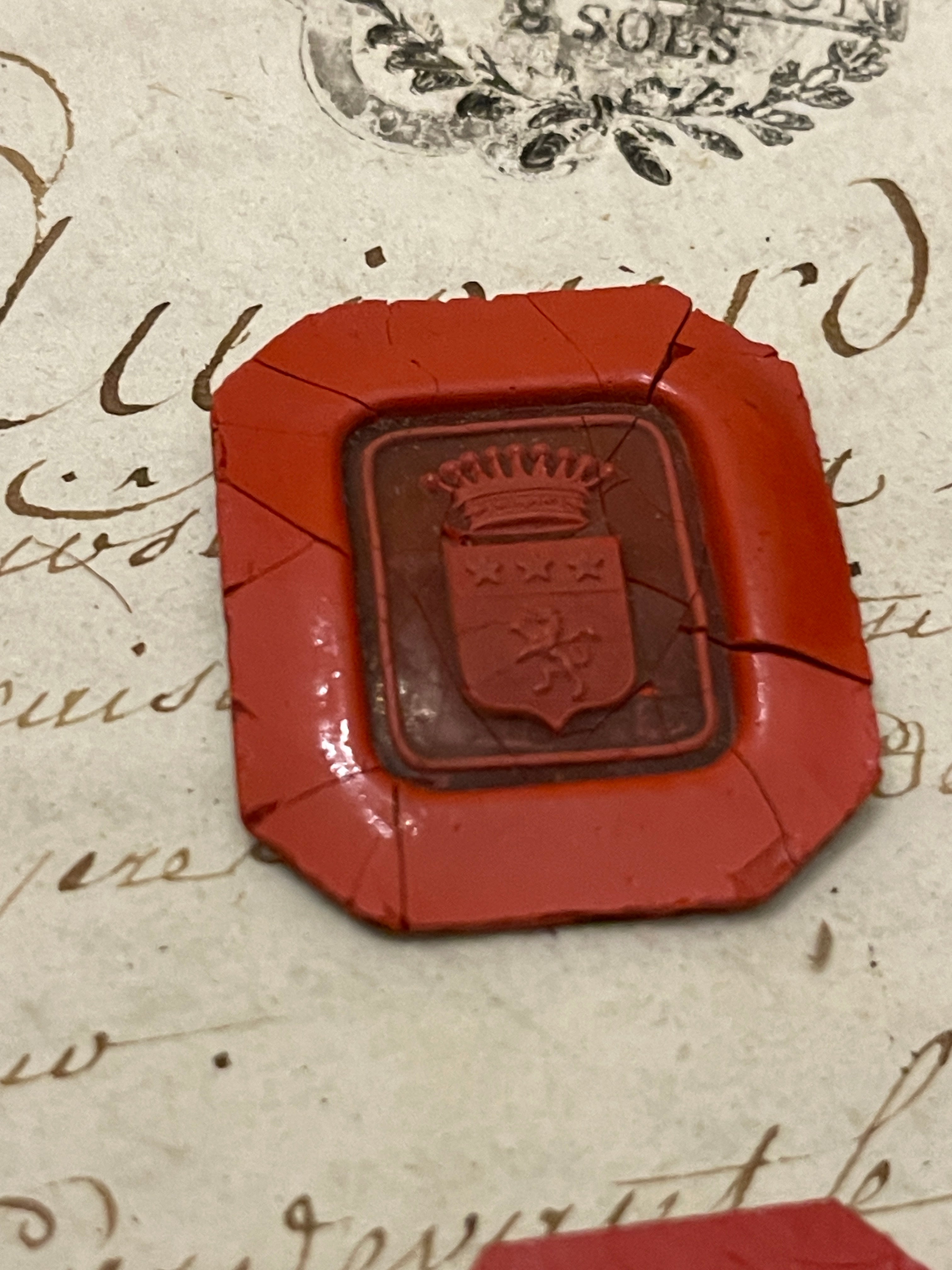 Rare French Red Wax Seal Impressions - F