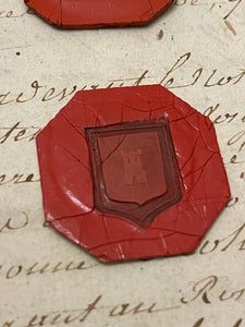 Rare French Red Wax Seal Impressions - F