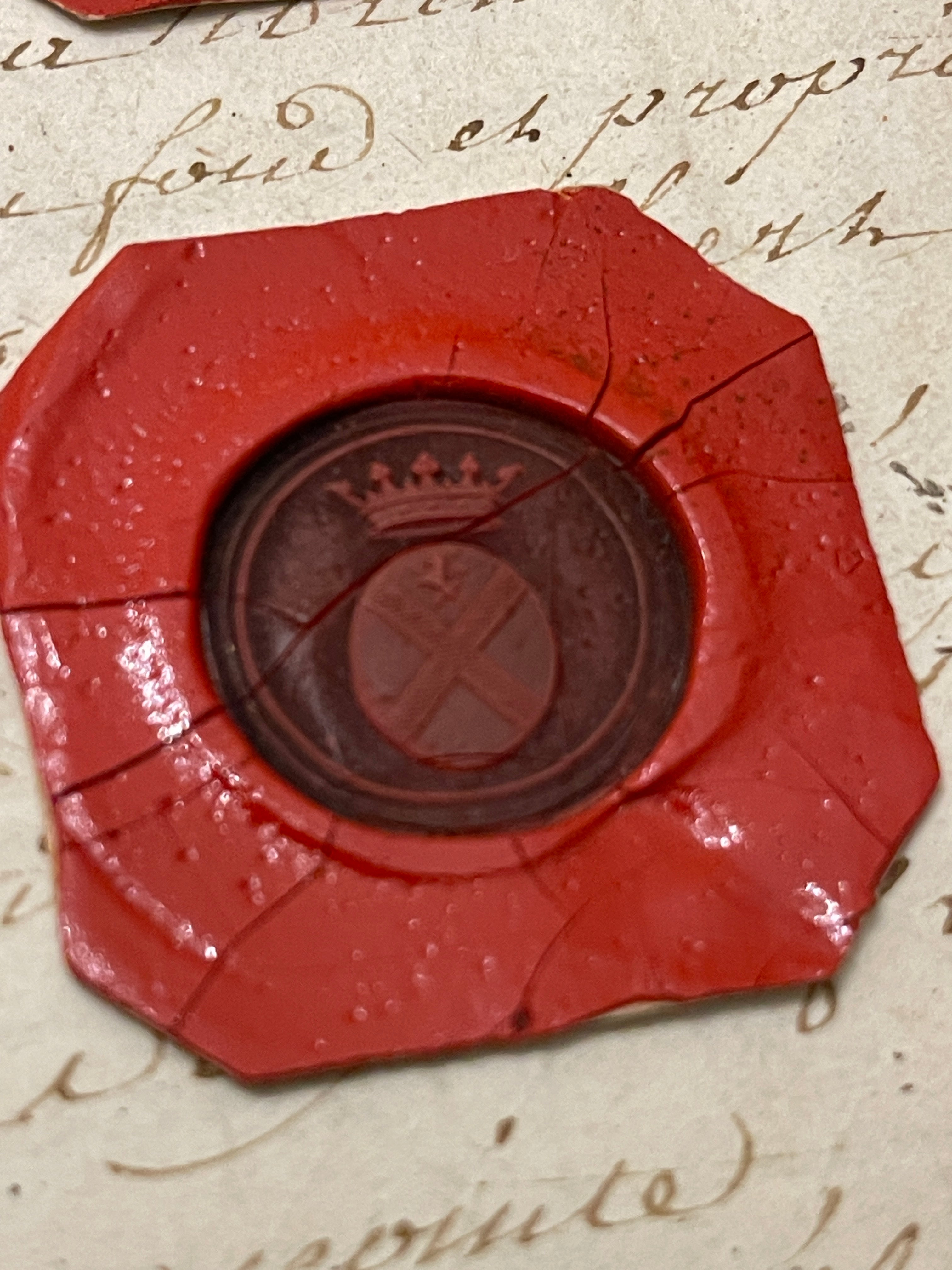 Rare French Red Wax Seal Impressions - F