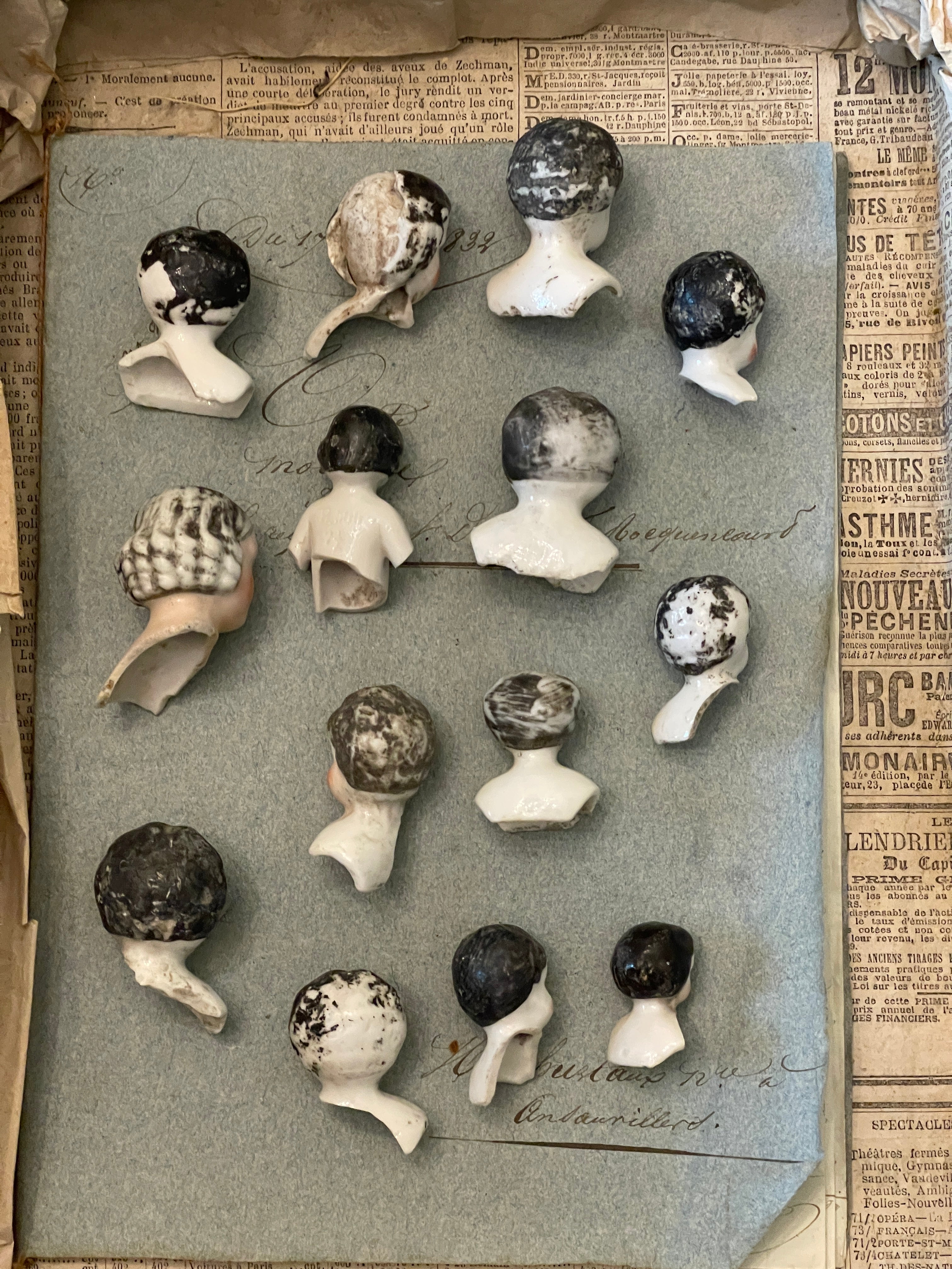 Vintage German Painted Doll heads with Shoulders - BDH2