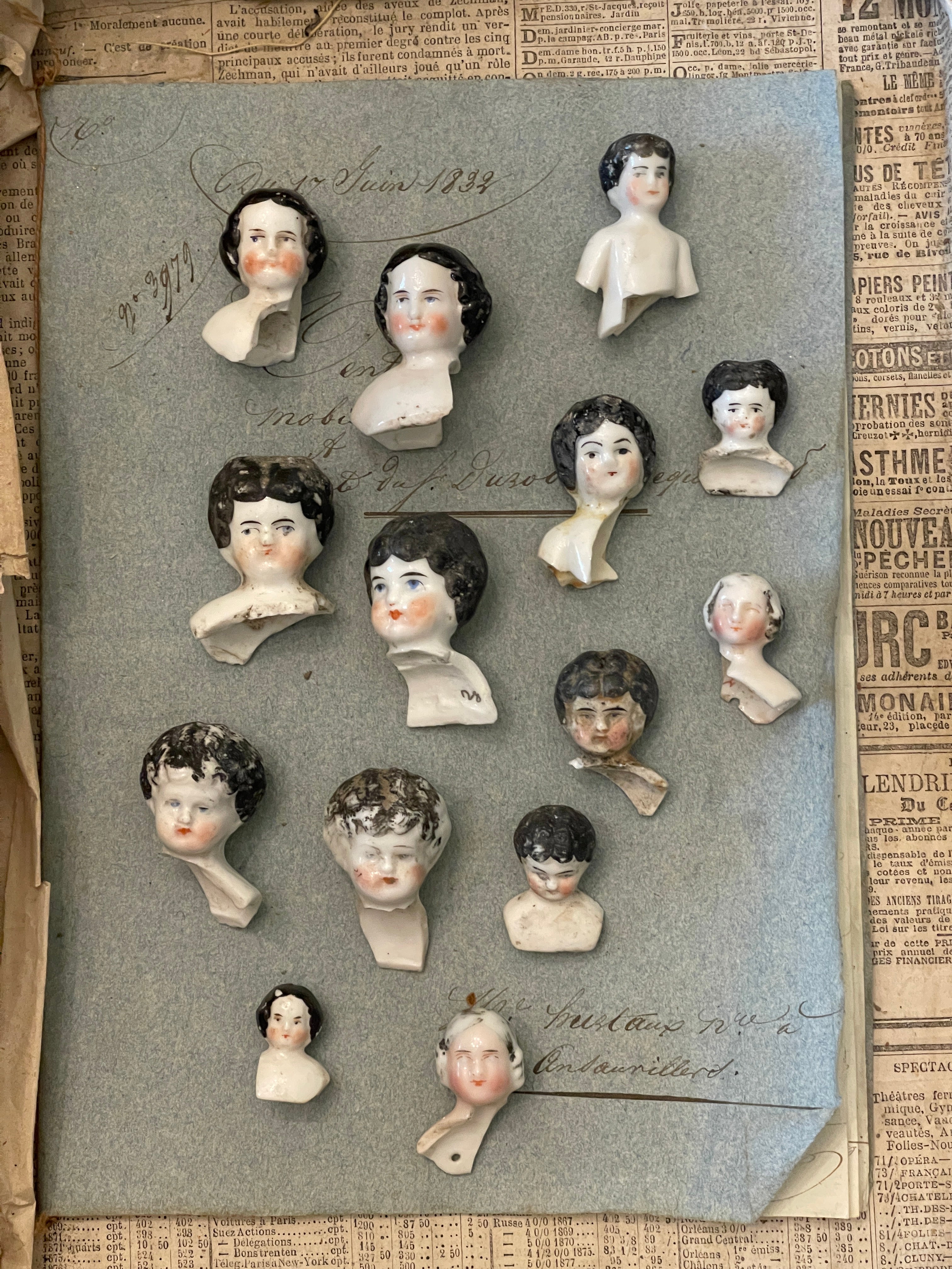 Vintage German Painted Doll heads with Shoulders - BDH3