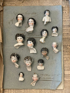Vintage German Painted Doll heads with Shoulders - BDH3