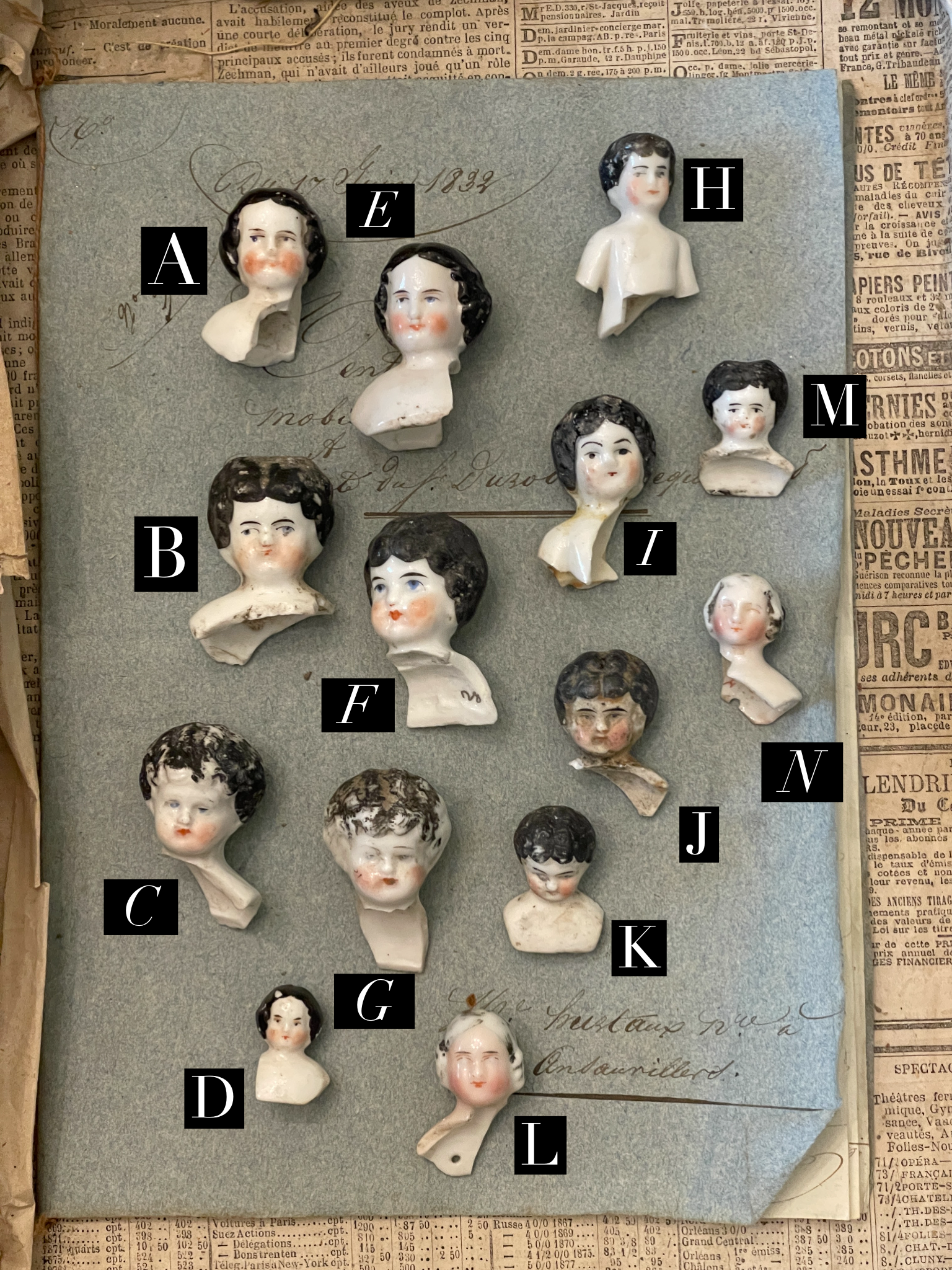 Vintage German Painted Doll heads with Shoulders - BDH3