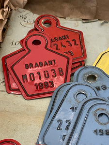 Vintage Retro Belgium Bike License Plate Tags