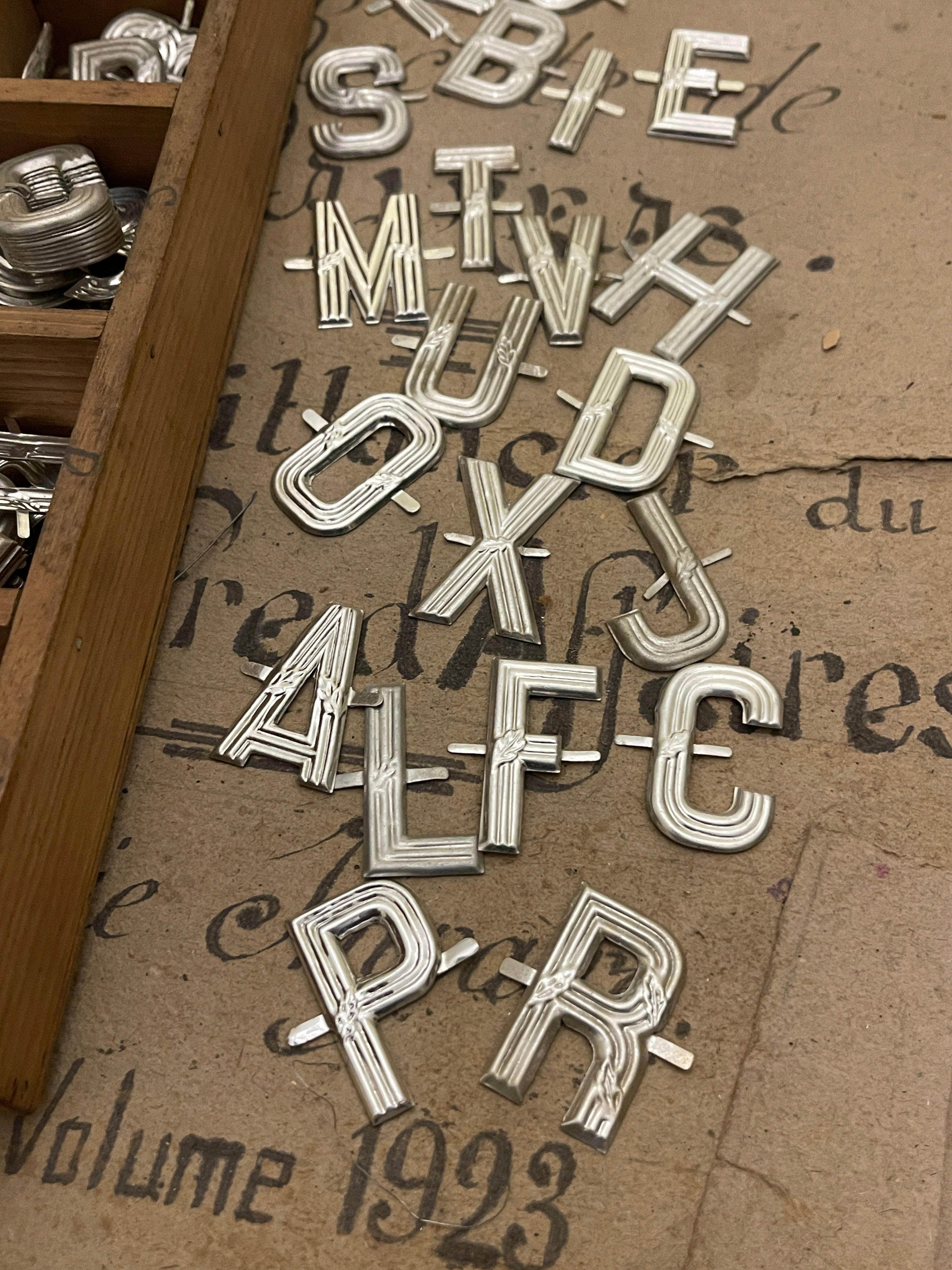 Antique French Aluminum Alphabet letters - Findings from France