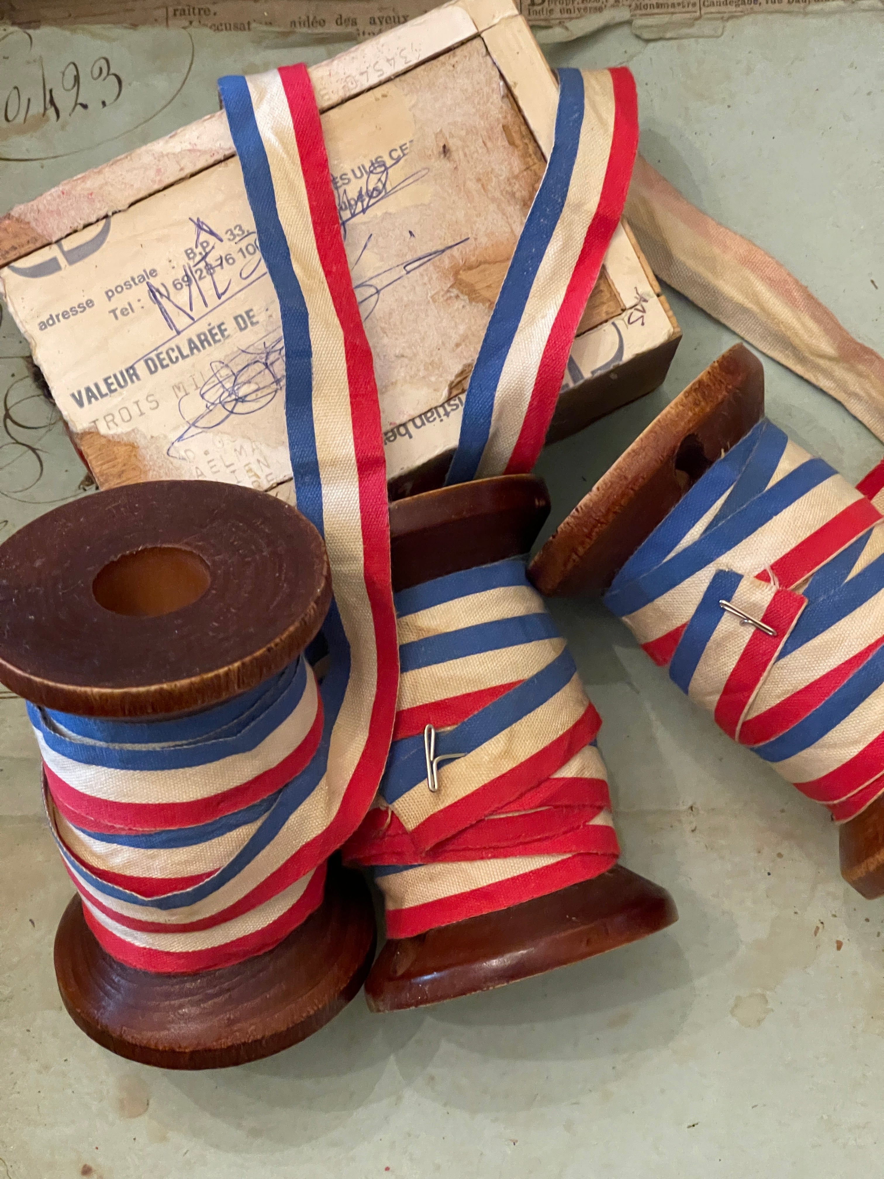 Aged French Striped Flag Ribbon - 5 yd. Spools