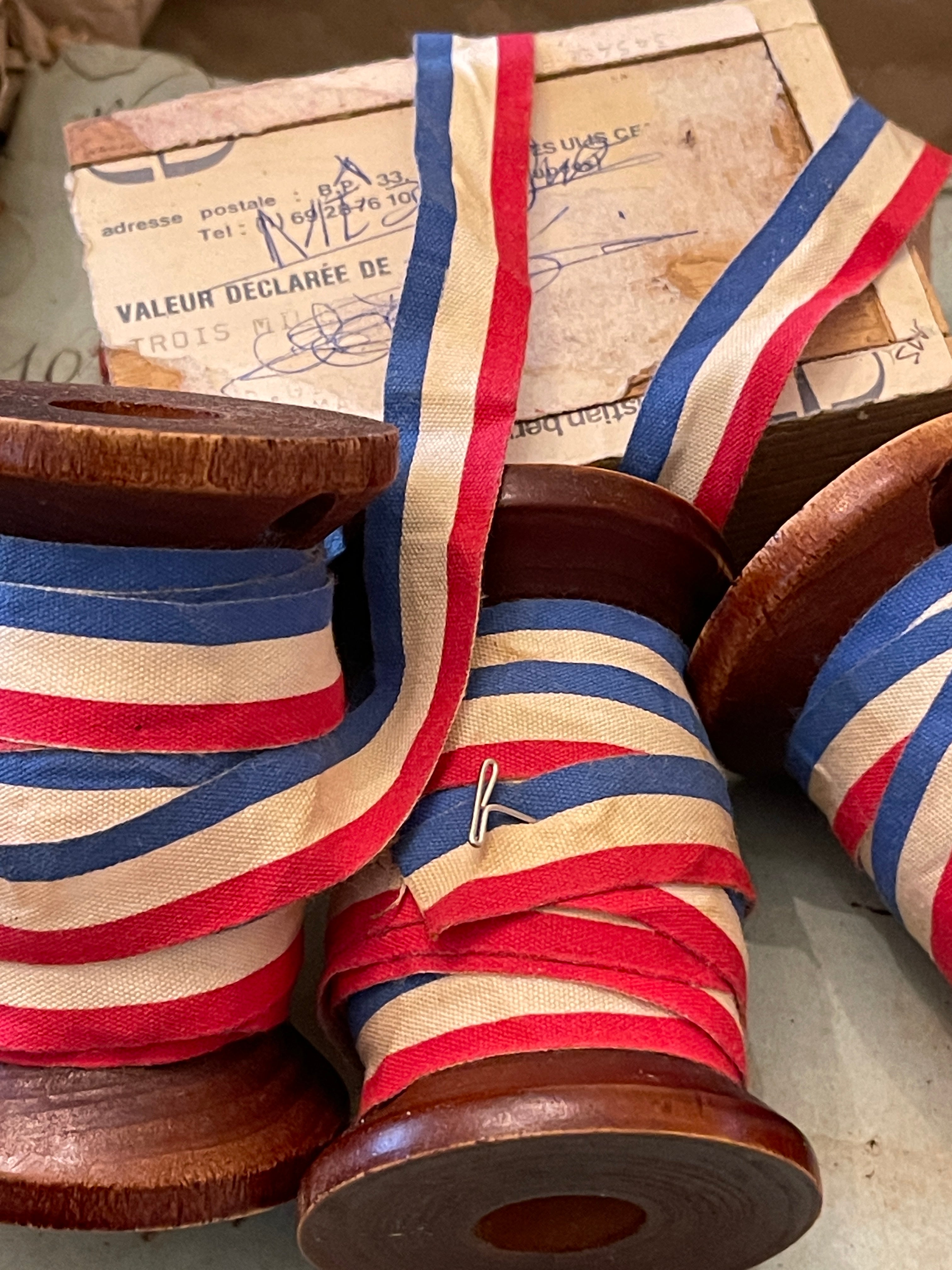 Aged French Striped Flag Ribbon - 5 yd. Spools