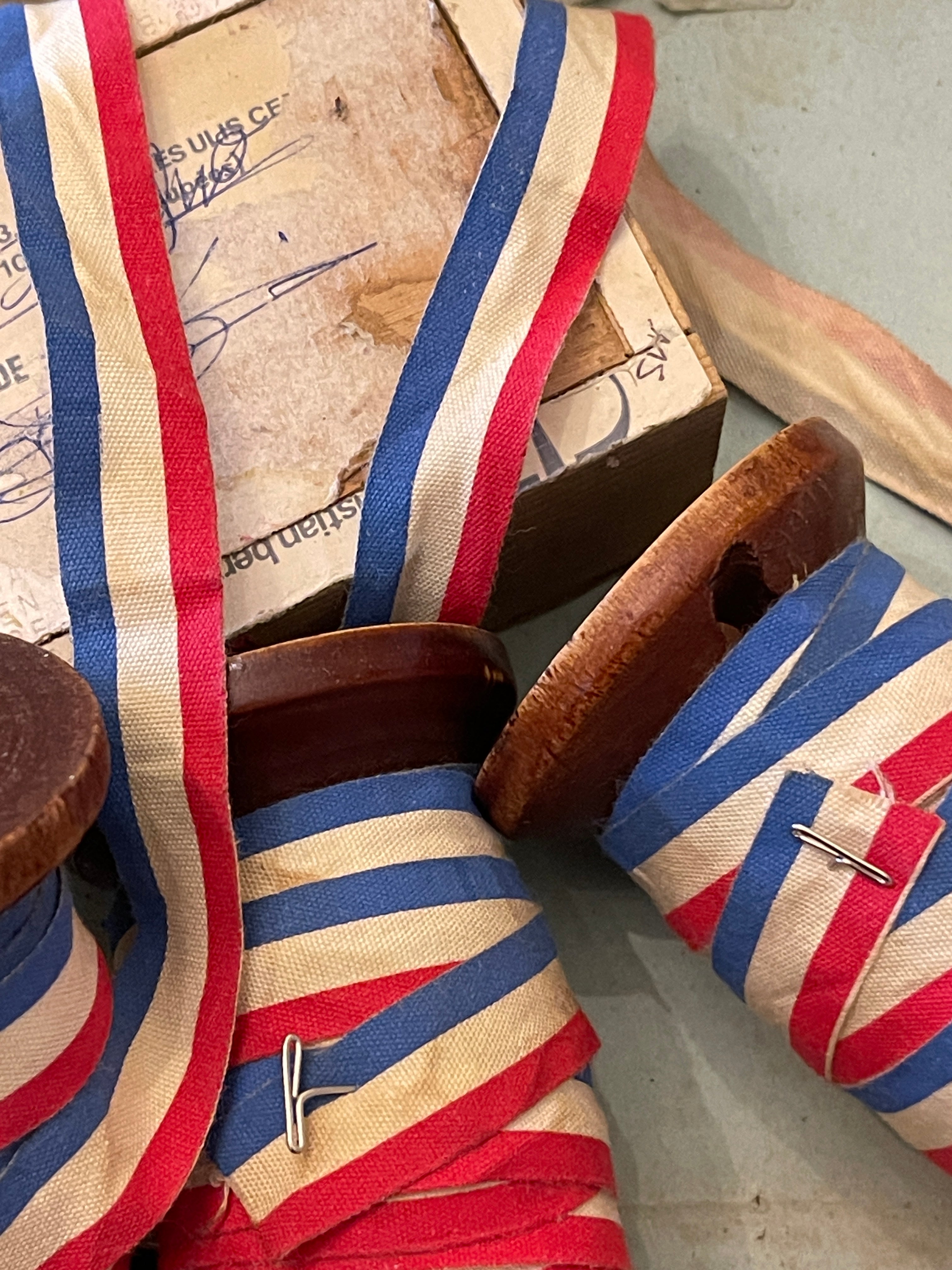 Aged French Striped Flag Ribbon - 5 yd. Spools
