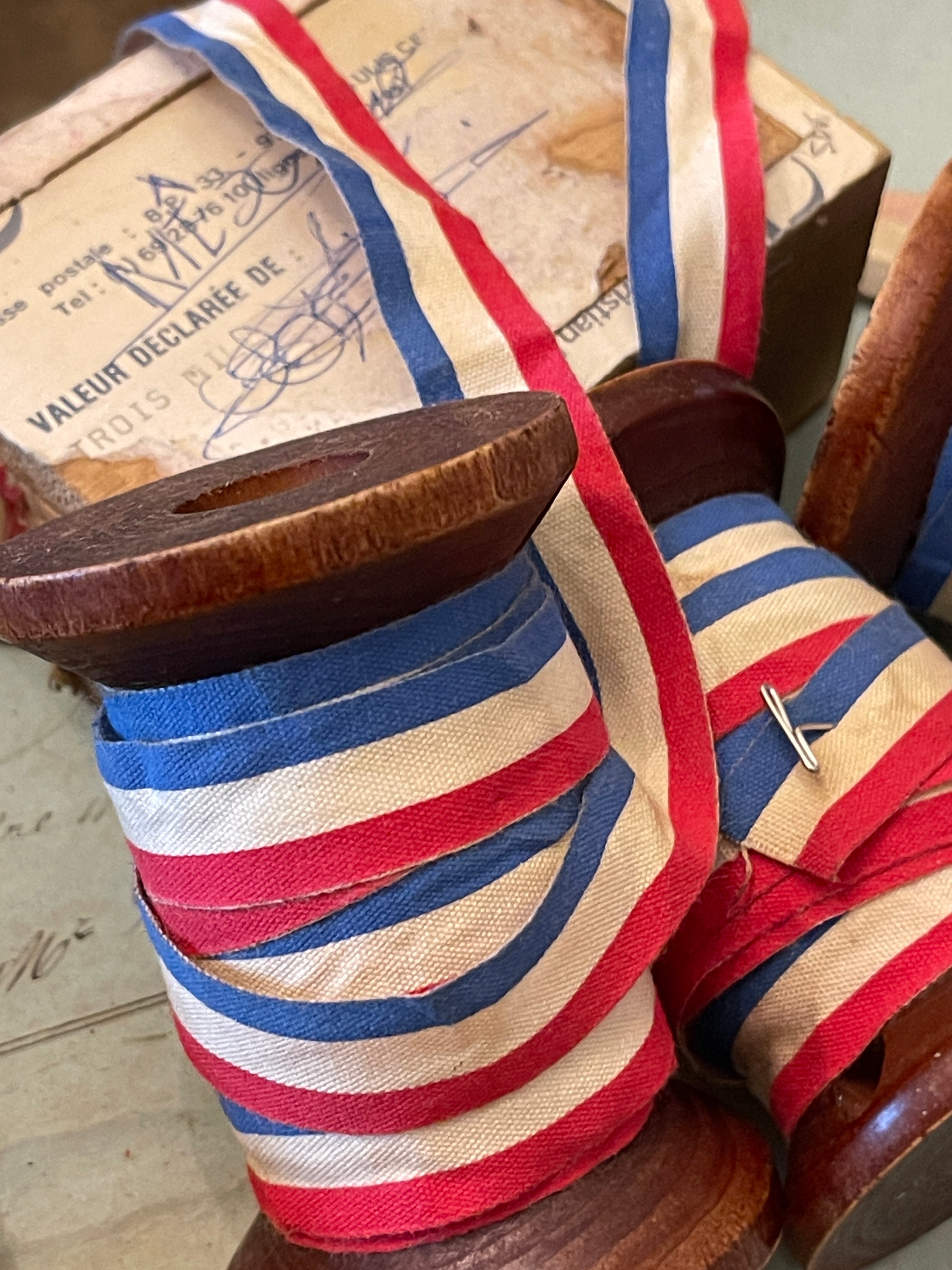 Aged French Striped Flag Ribbon - 5 yd. Spools