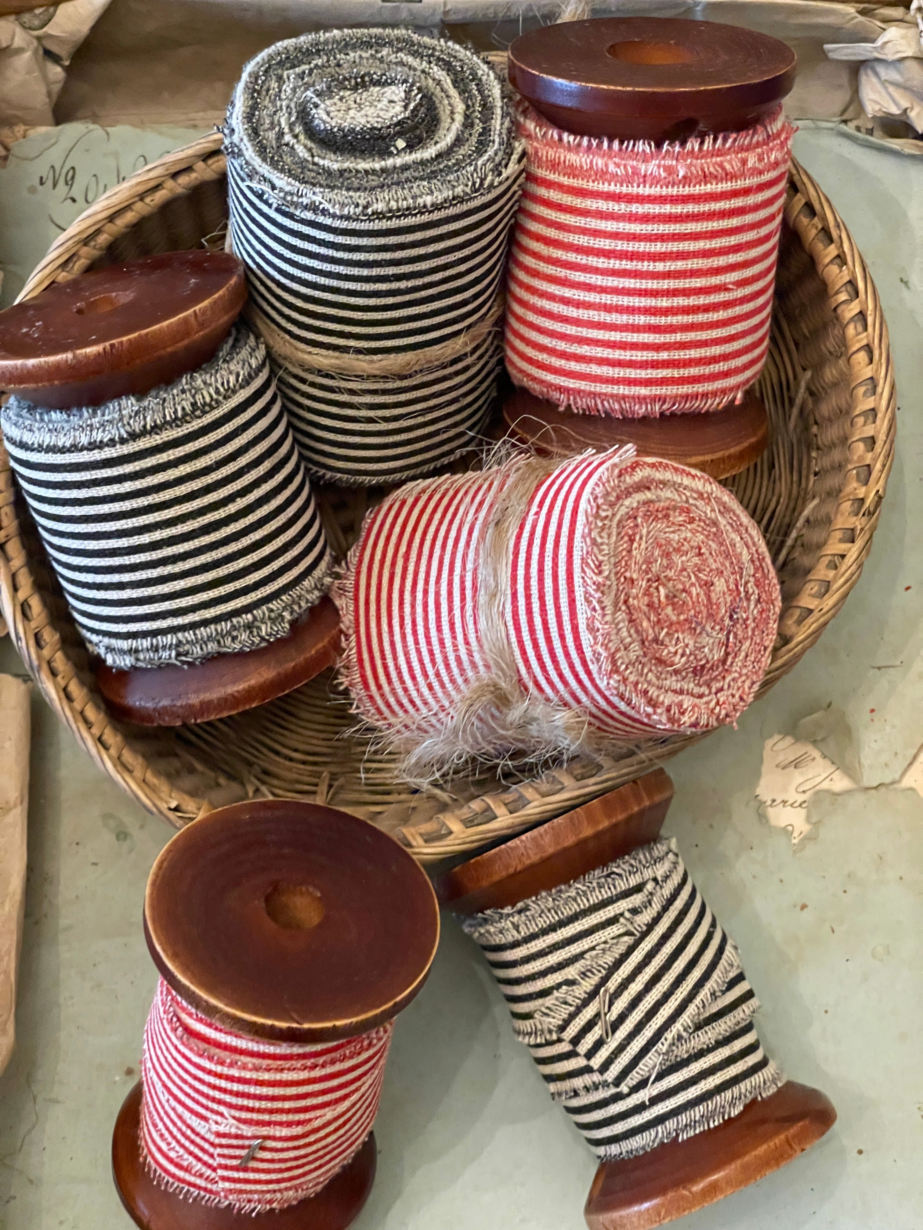Striped Fringy Linen Ribbon - 5 yds