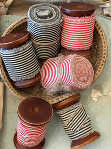 Striped Fringy Linen Ribbon - 5 yds