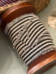 Striped Fringy Linen Ribbon - 5 yds