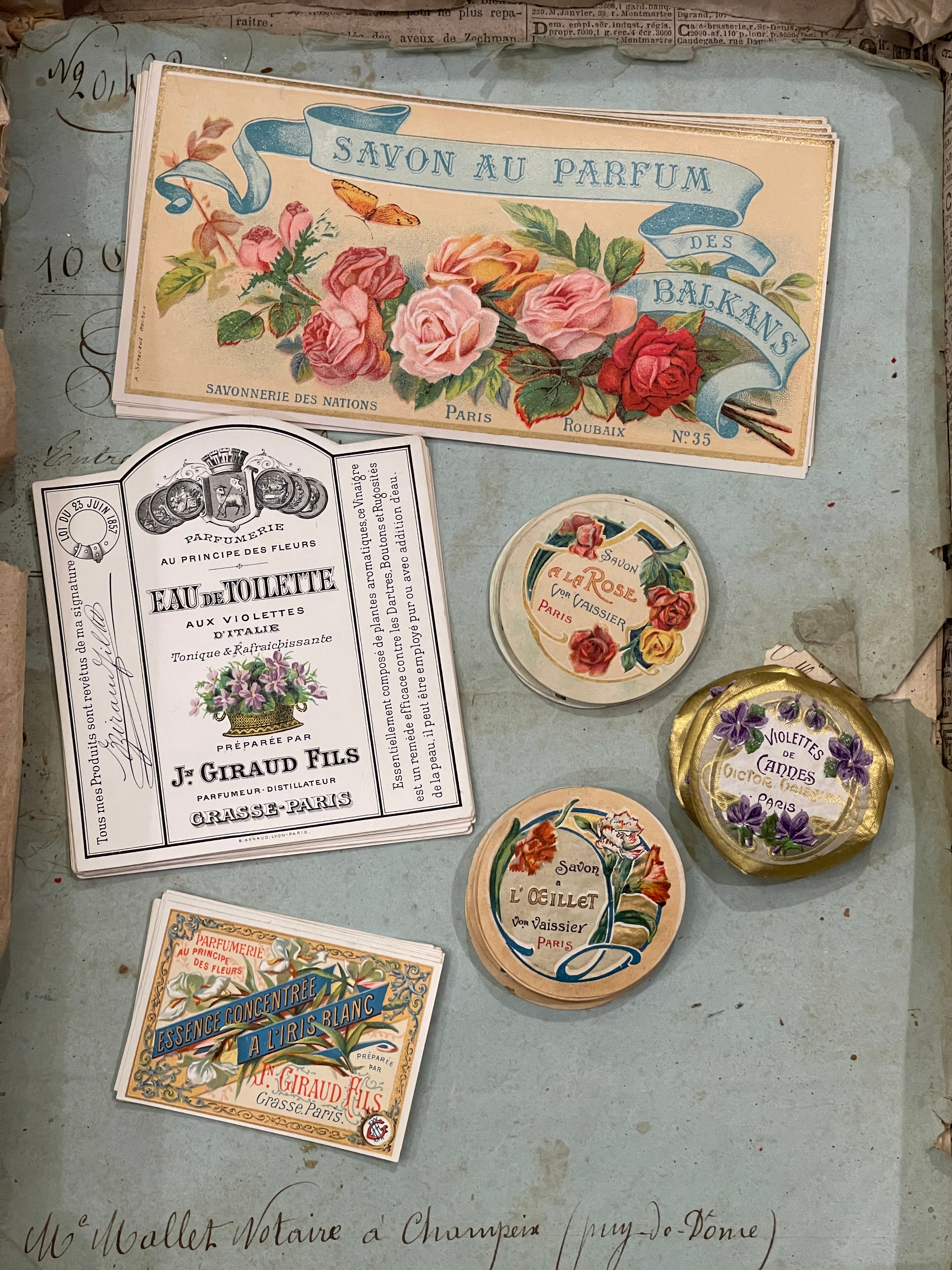 Antique Original French Perfume Labels - D