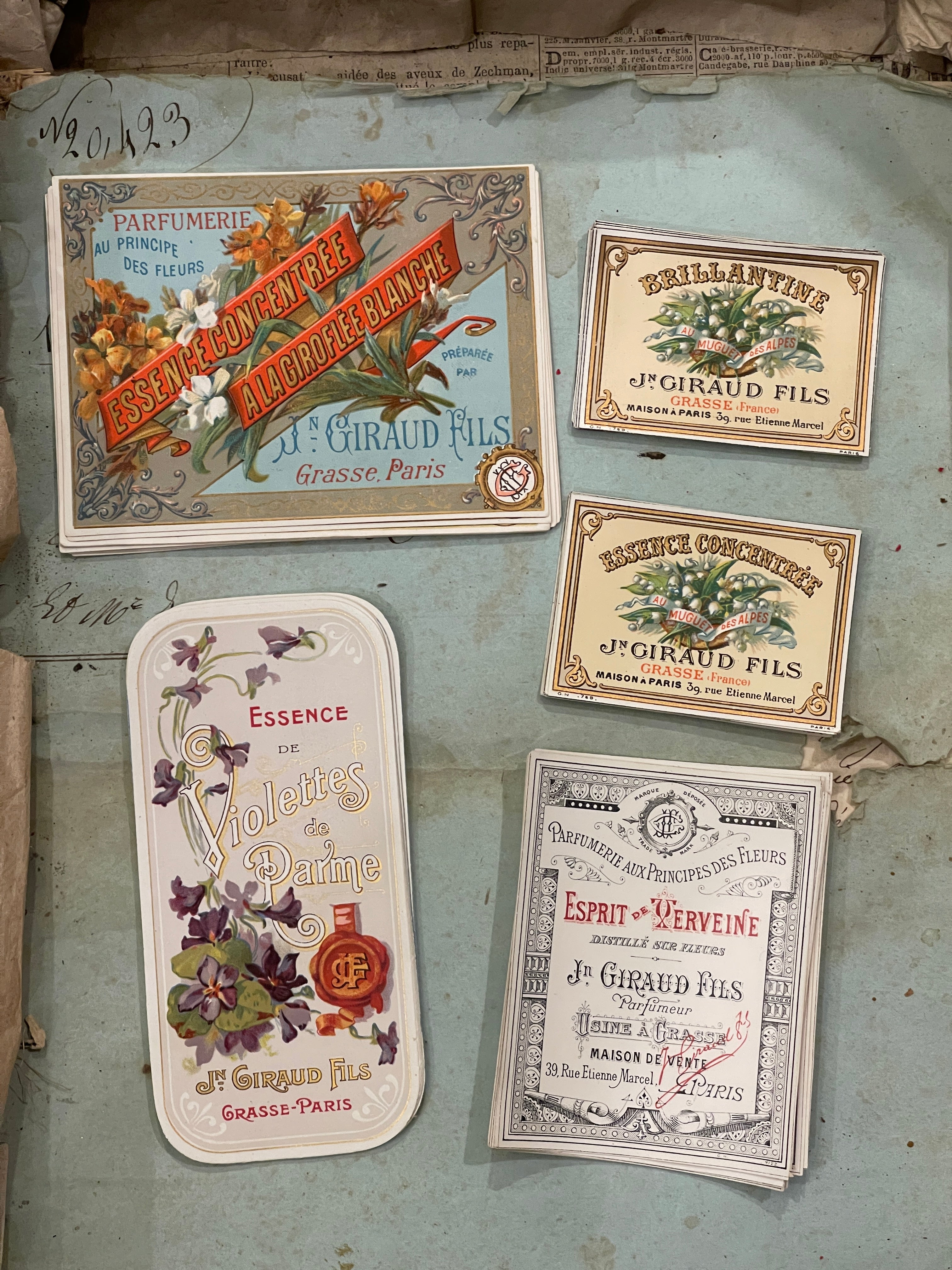 Antique Original French Perfume Labels - E