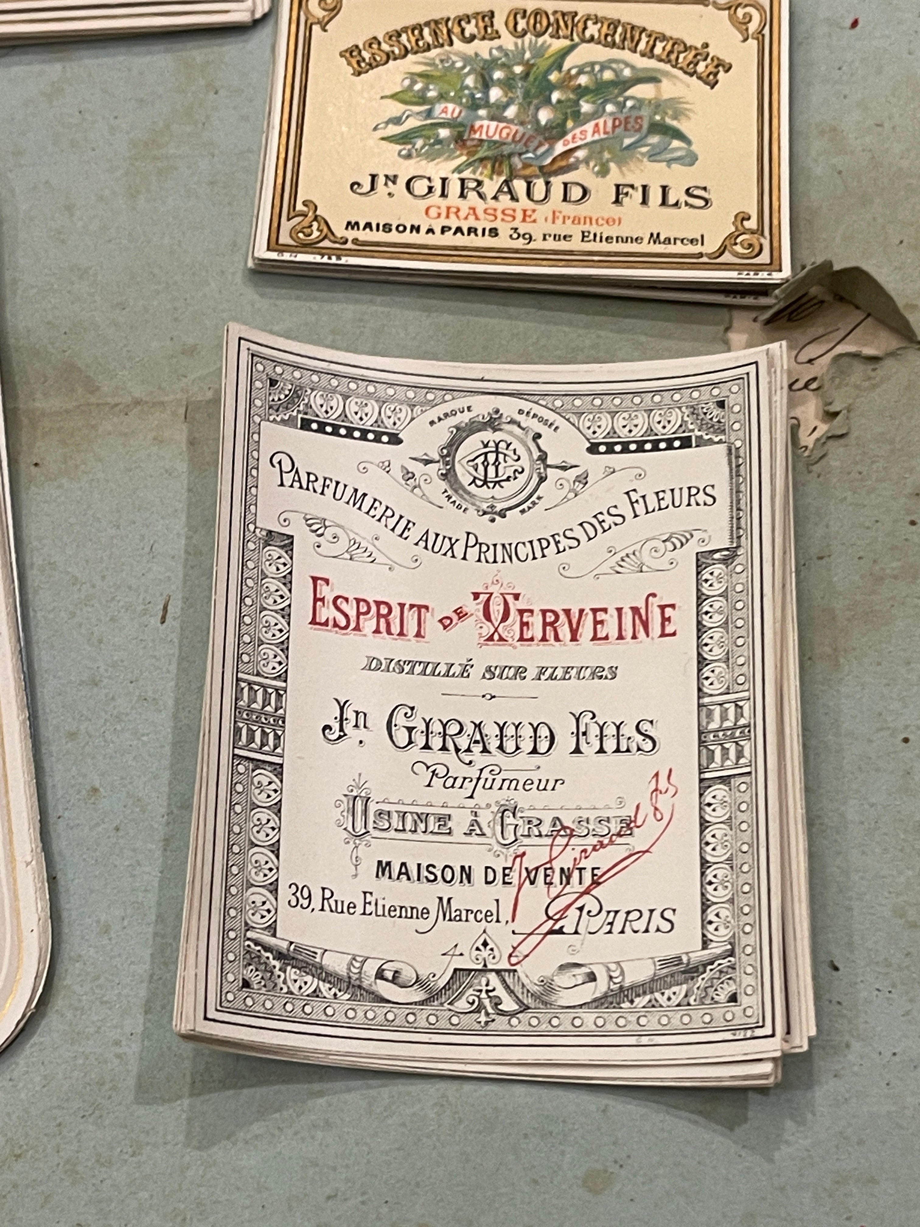 Antique Original French Perfume Labels - E