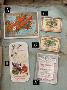 Antique Original French Perfume Labels - E